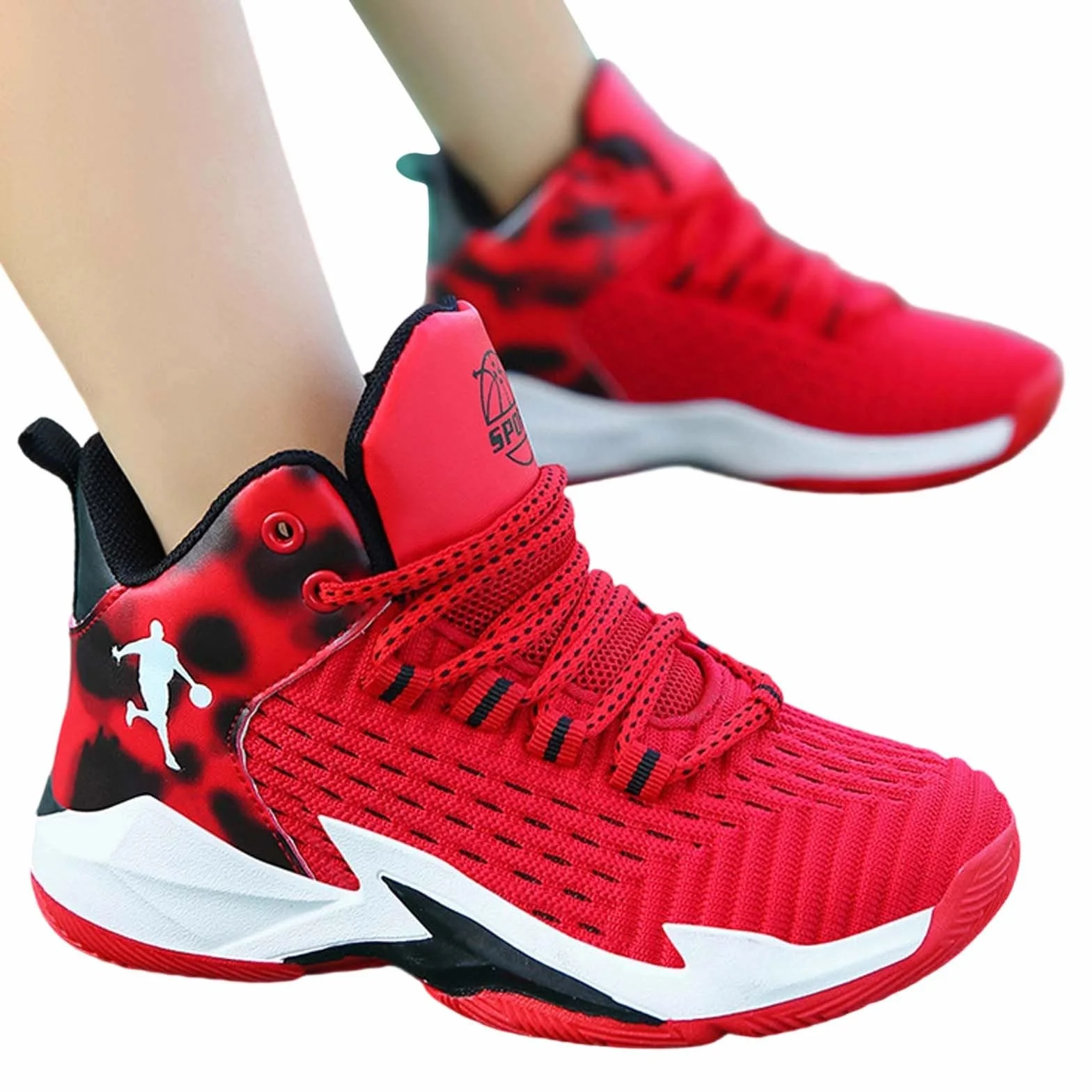 Enfant Chaussure Basketball Garçon Sneakers Baskets Automne Hiver Graffiti Mode Basket-Bal Chaussures Sport Mixte Jeunes
