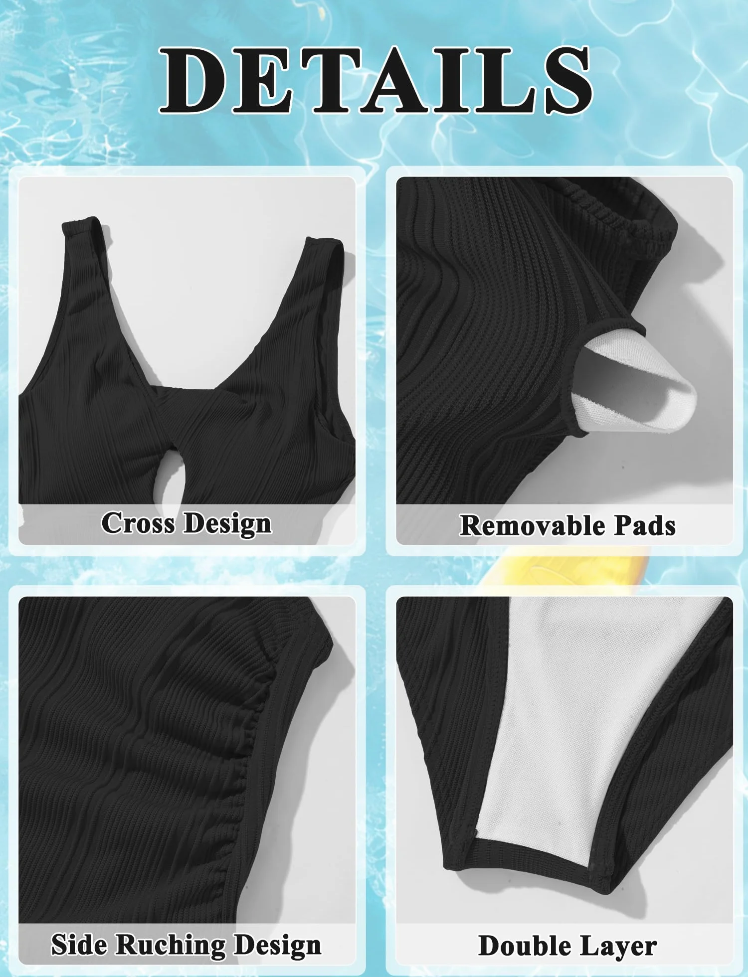 FEOYA Maillot de Bain Enceinte Anti-UV UPF 50+ avec Découpe Torse S-XL
