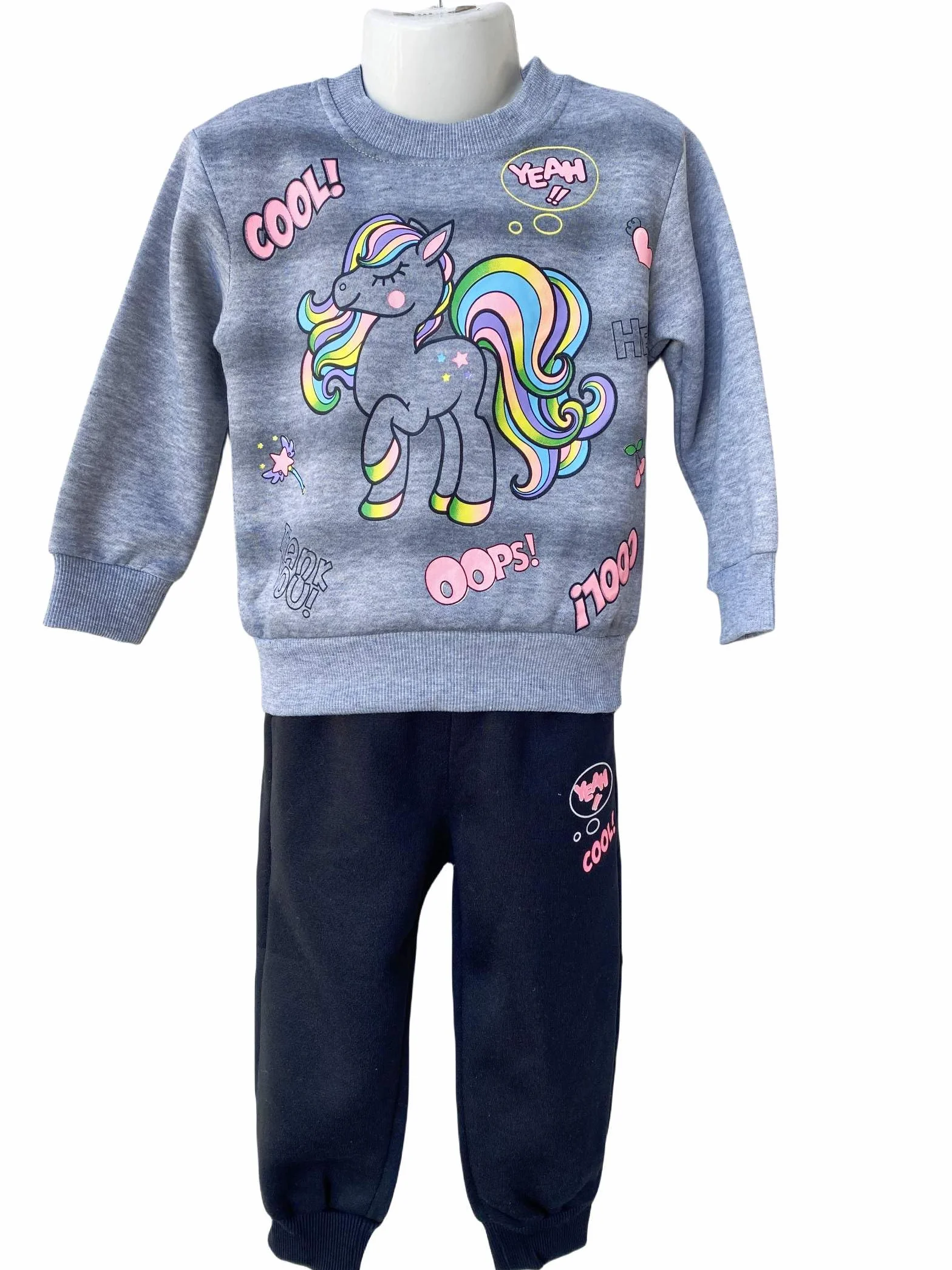 Elim Ensemble survêtement fille imprimé sweat manches longues col rond pantalon jogging enfant