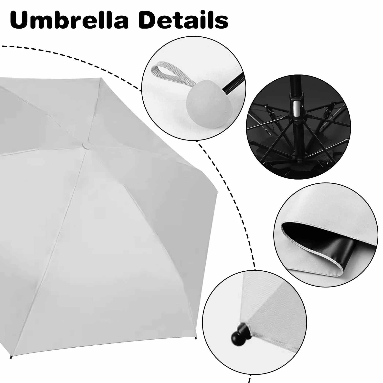Parapluie Anti UV Pliant Léger Compact Poignée Rétractable