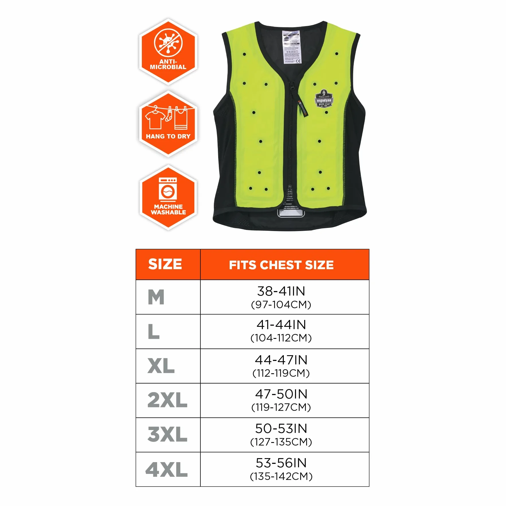 Ergodyne Chill-Its Gilet de Refroidissement 6685 Citron Vert L