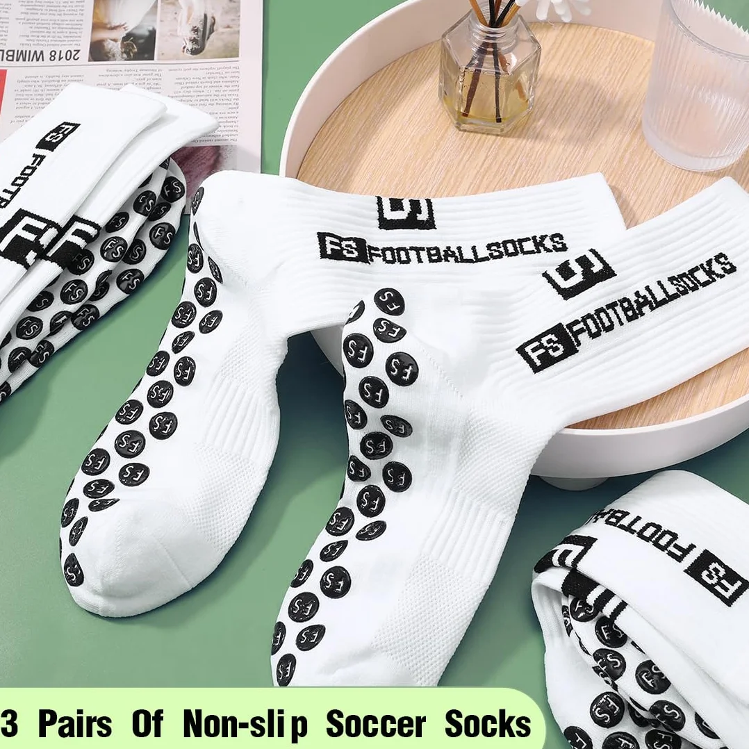 Chaussettes Antidérapantes Homme Femme EU 39-46 Sport Football Basket Rugby Yoga Trekking Blanc