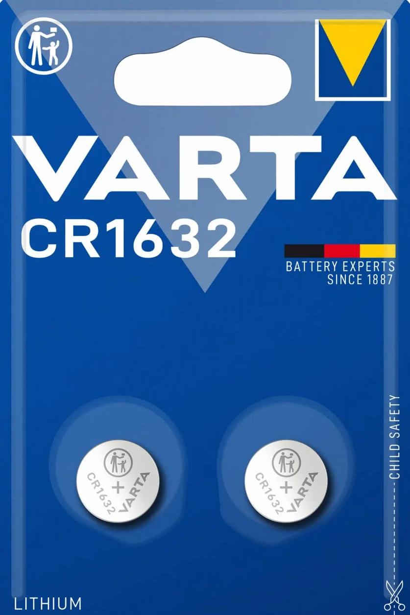 VARTA Piles Bouton CR1632, lot de 2, Lithium Coin 3V