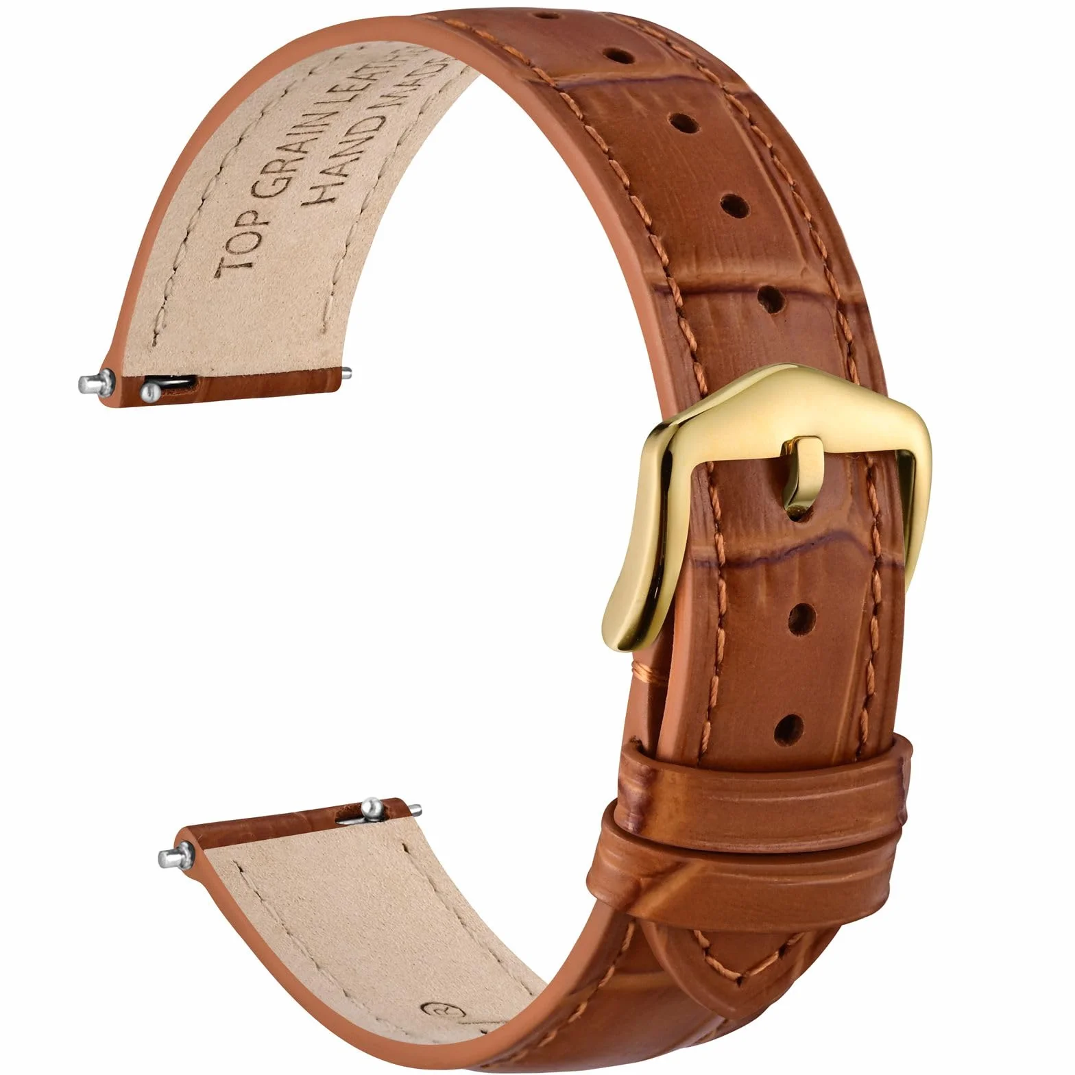 WOCCI Bracelet de Montre pour Femme en Cuir Gaufré Grain d'Alligator, 12mm-20mm