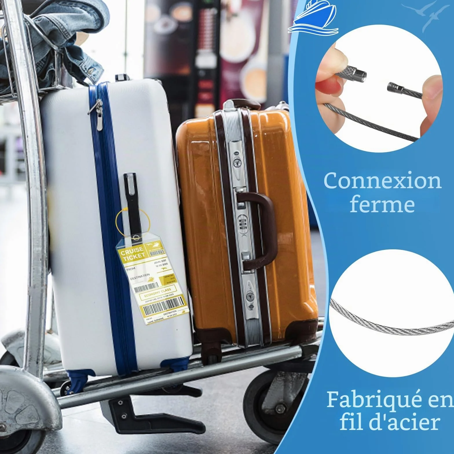 Alyvisun 6 Pièces Porte-Étiquettes de Bagage en PVC pour Valise Voyage Avion
