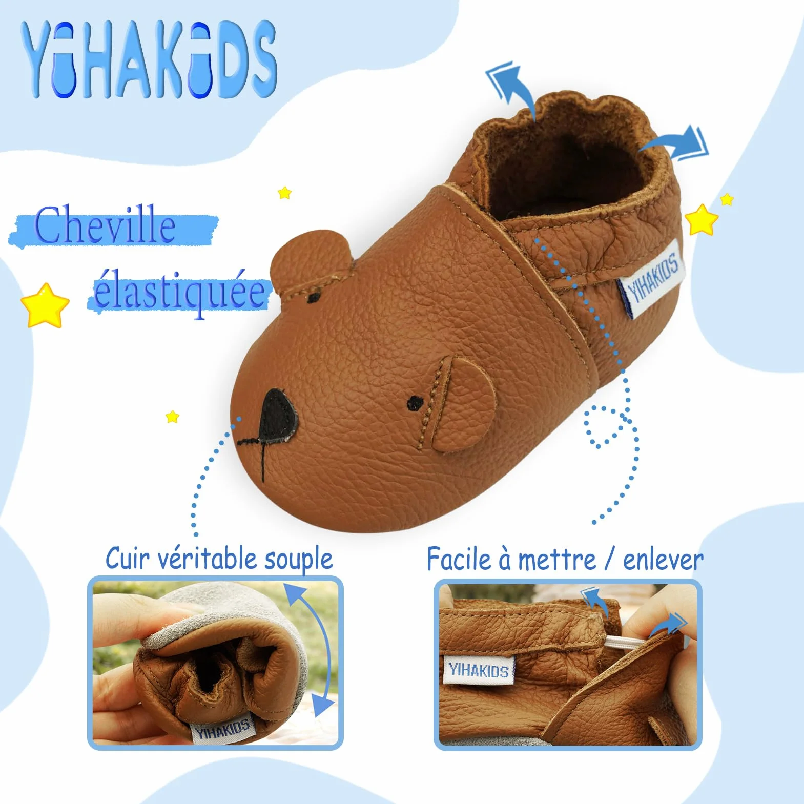 YIHAKIDS Chaussures Bébé Filles Garçons Cuir Souple Premiers Pas 0-6 Mois - 2 Ans