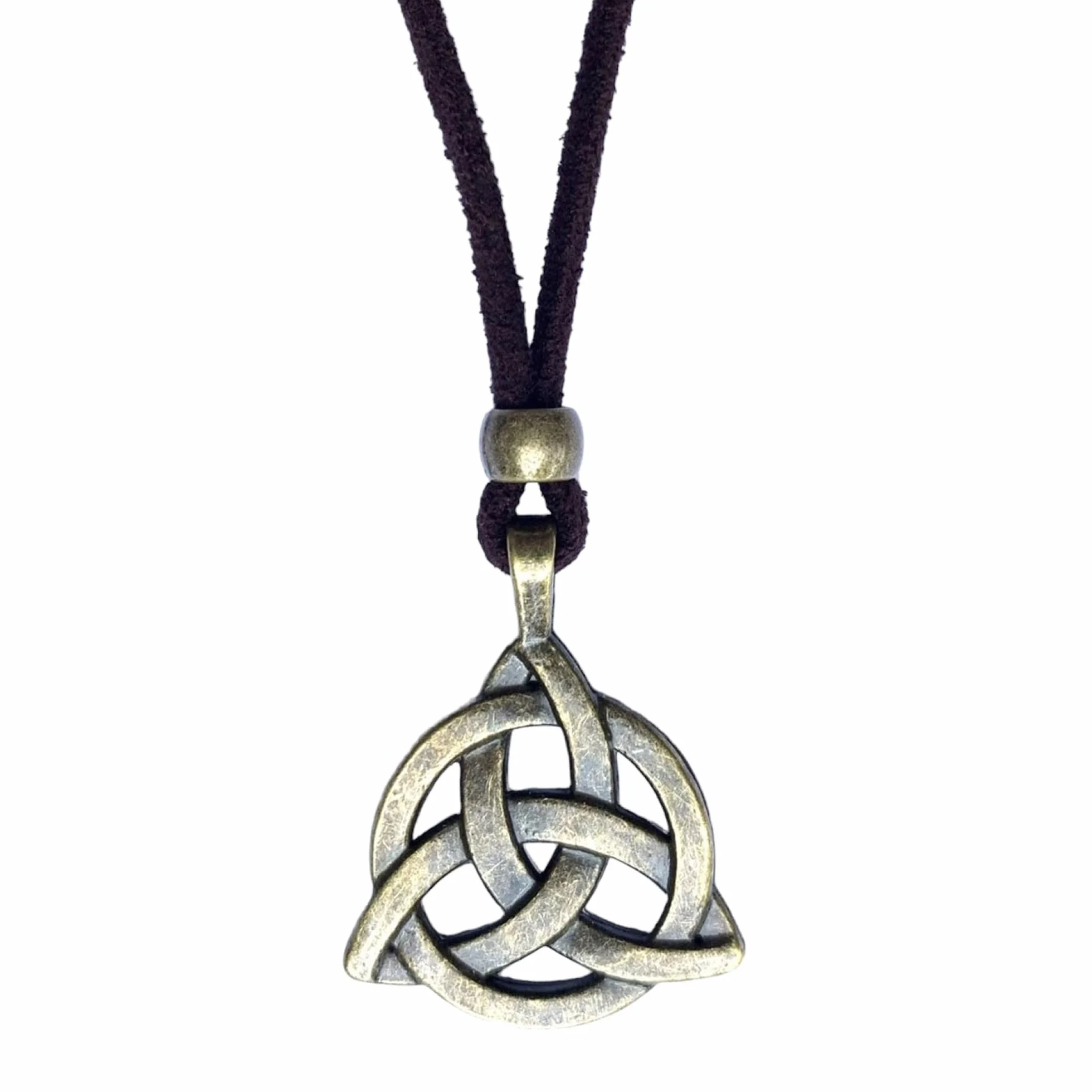 Collier Celtique Femme Homme Pendentif Triquetra Nœud de la Trinité Argent Vieilli Bronze Amulette Protection Réglable