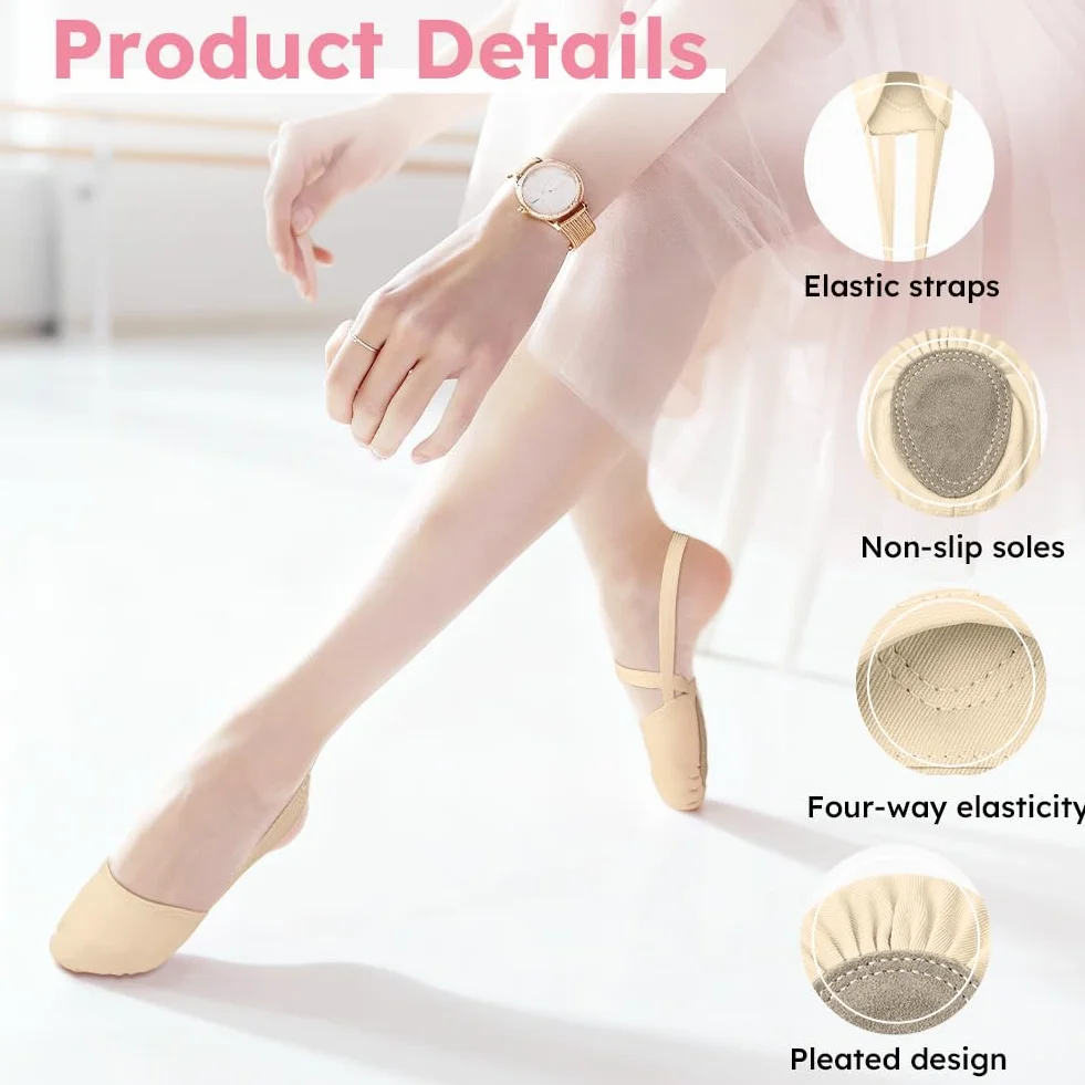 DiULi Demi-Pointes de Danse Classique pour Femmes Chaussons Semi-Solde Ballet Couleur Chair
