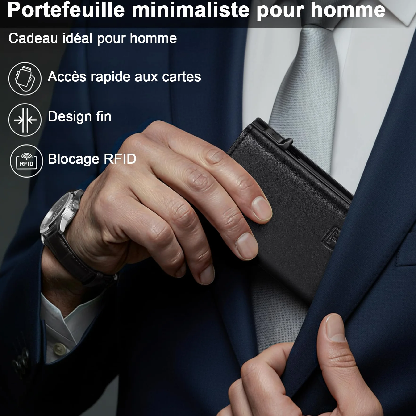 TENBST Portefeuille Homme Cuir RFID Porte-Cartes 8 Cartes Compartiment Billets Poche Monnaie Cadeau Papa