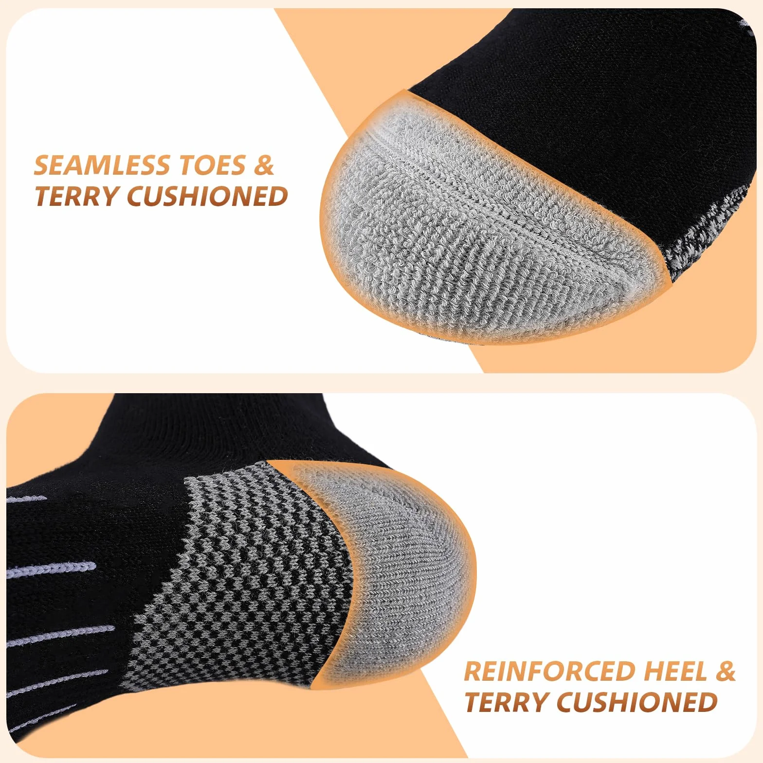 Niorasen Chaussettes Homme 4 Paires Coton Peigné Bout Talon Renforcés Sport Crew Running Randonnée