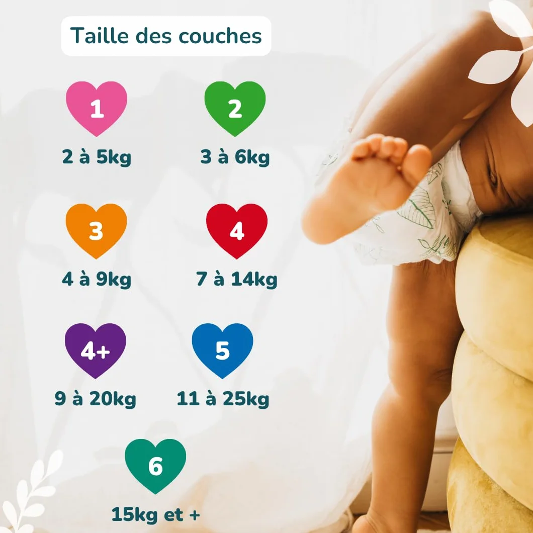 Love & Green Couches Bébé Taille 6 (15+ kg) 34 couches Absorbante anti-fuites