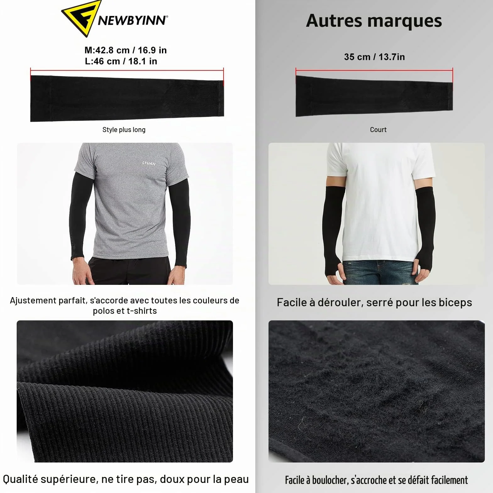 Manchettes de Bras Anti-UV Compression Sport pour Hommes et Femmes