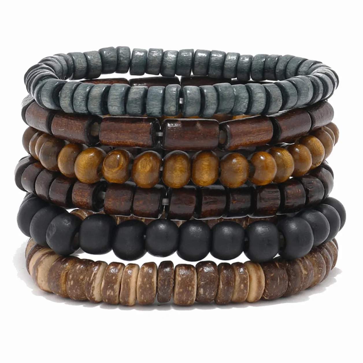 Bois Perles Brassard Bracelets pour Femmes Hommes Tibétain Bouddhiste Wrap Wood Wristband Bangle
