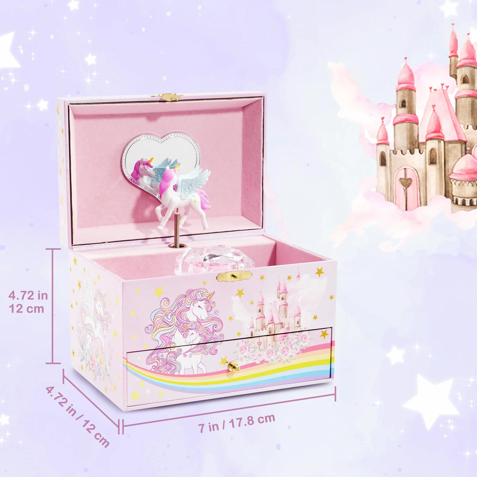 ProCase Boite à Bijoux Musicale Filles Licorne avec Miroir Swan Lake