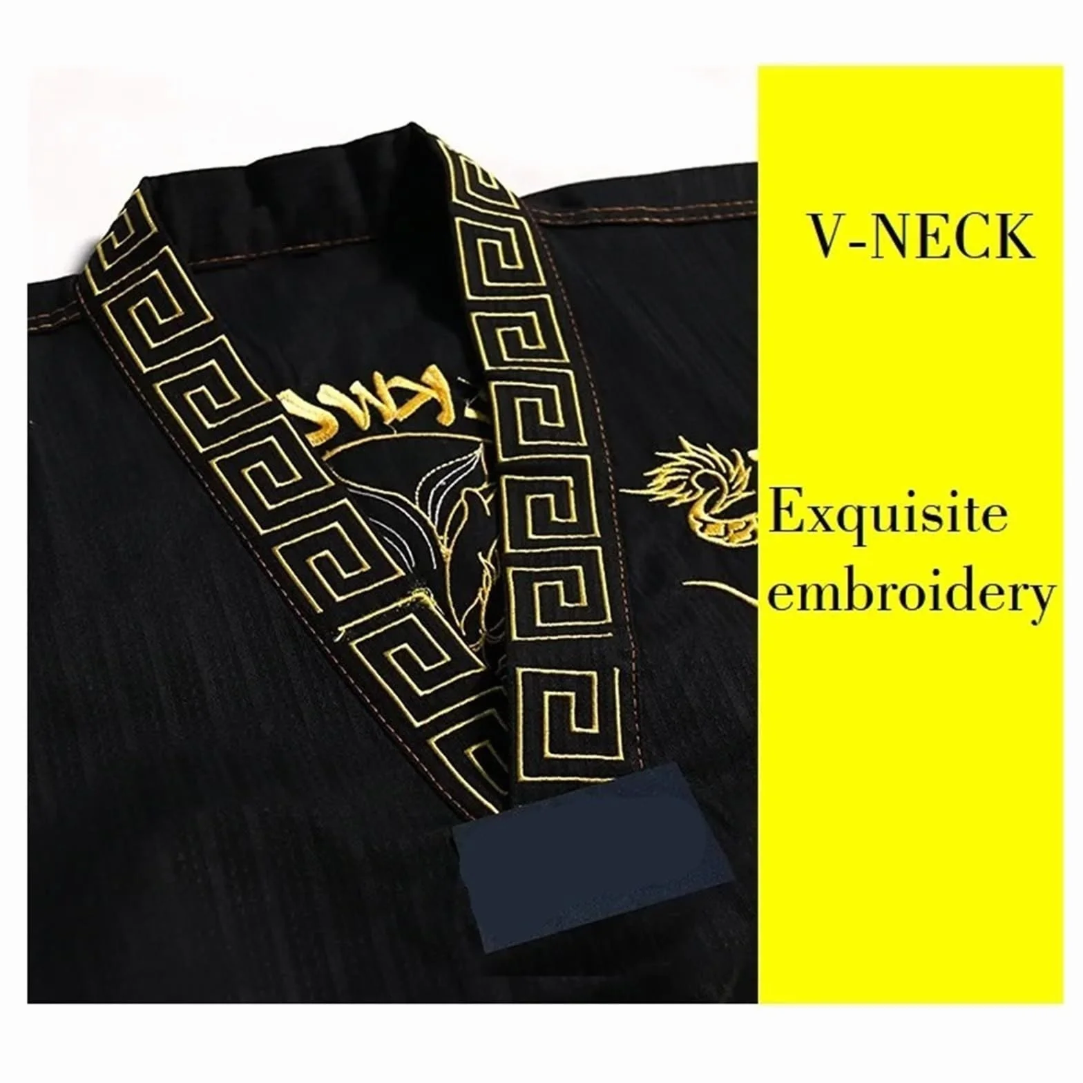 Ensemble d'uniforme Taekwondo Gi noir avec dragon brodé - Ceinture incluse