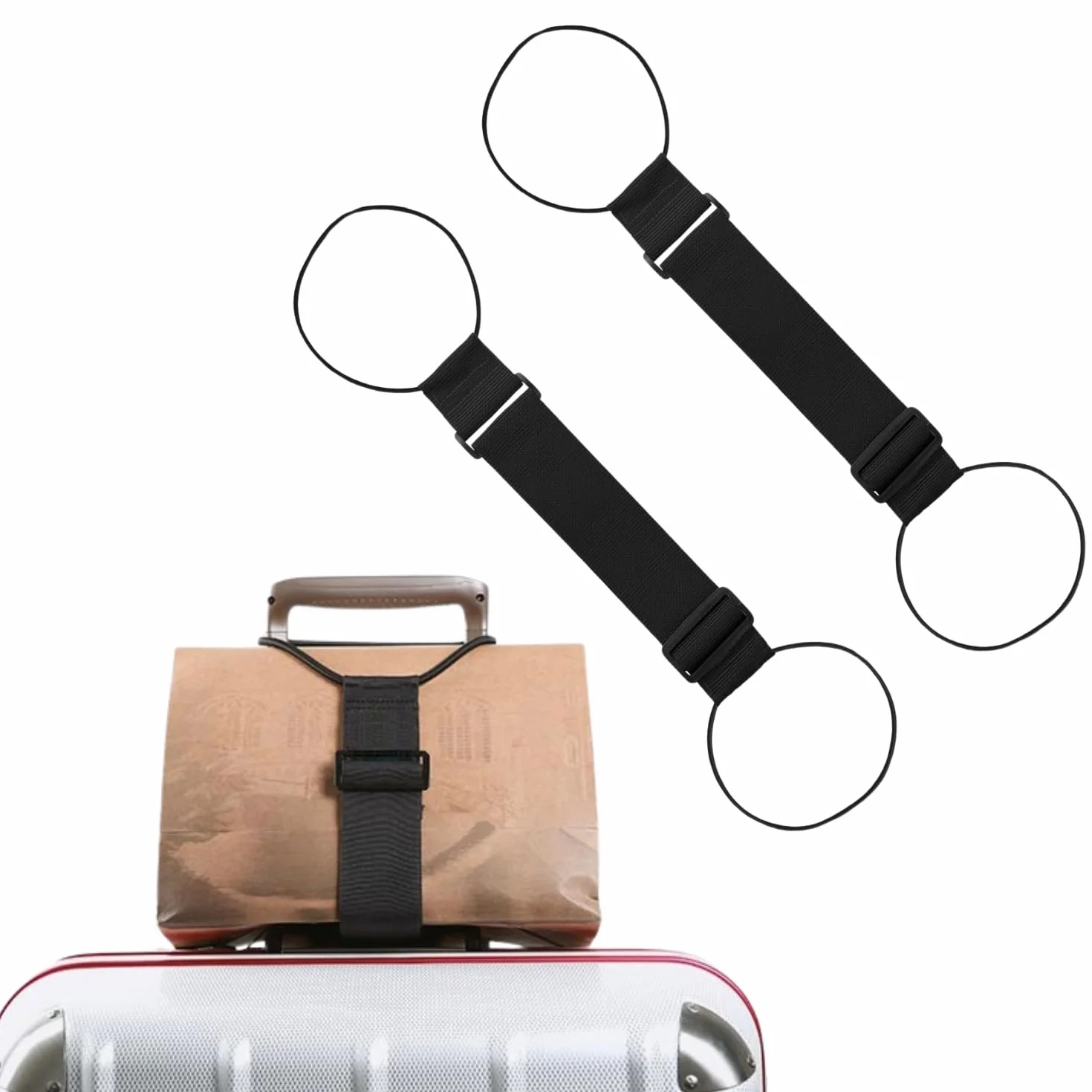 Sangles élastiques pour bagages réglables, accessoires de valise de voyage portables, lot de 2 (noir)