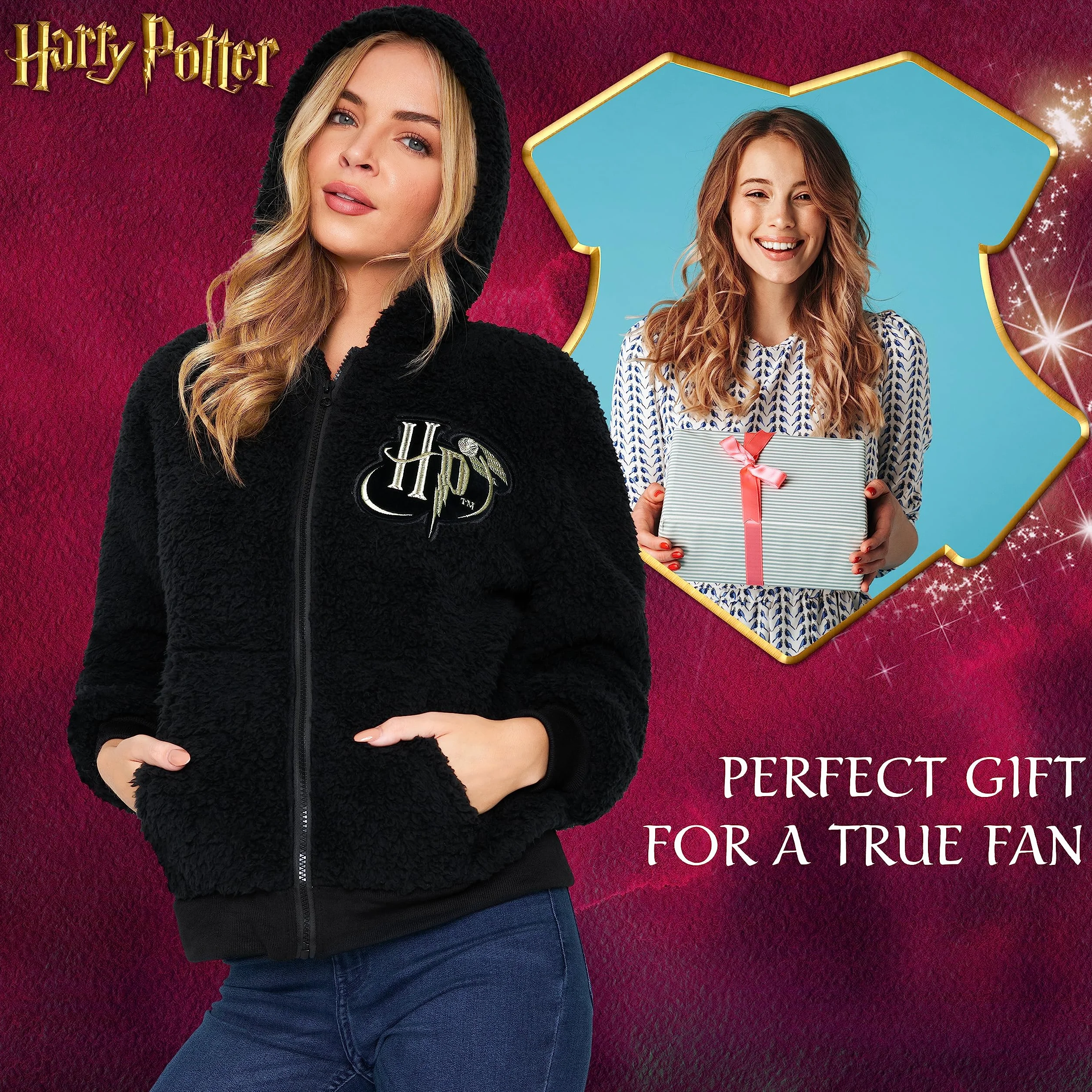 Harry Potter Sweat Zippé Enfant Fille Polaire Sherpa 7-18 Ans