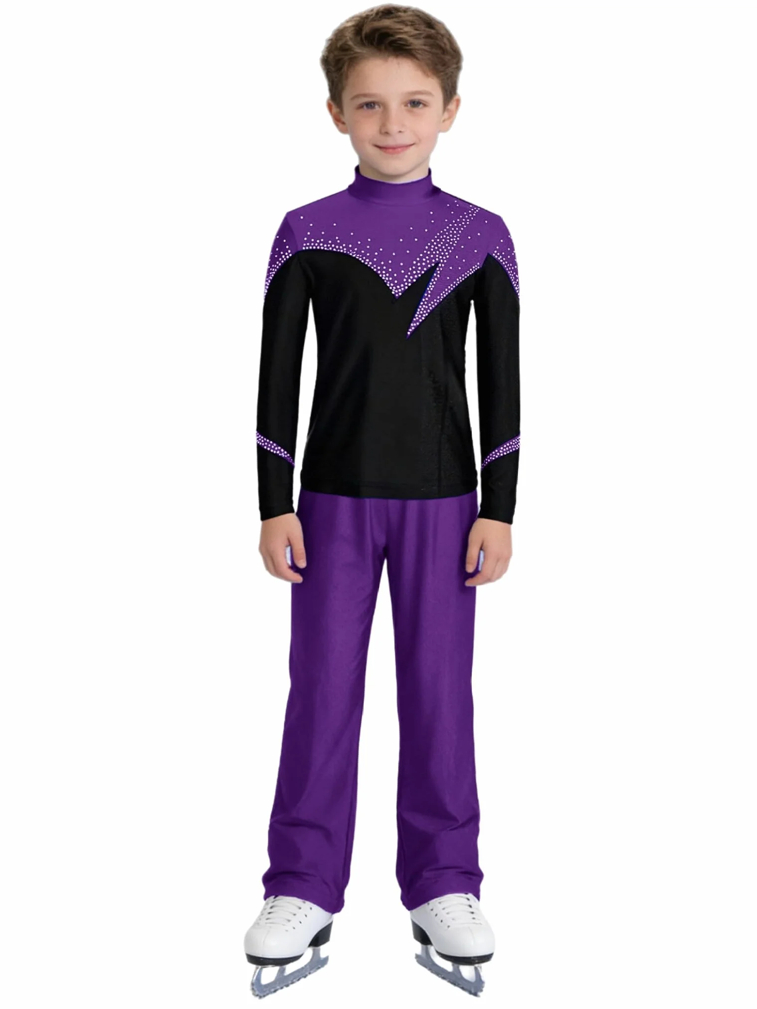 Enfant Garçon 2 Pièces Tenue Patinage Artistique Danse Ensemble Costume
