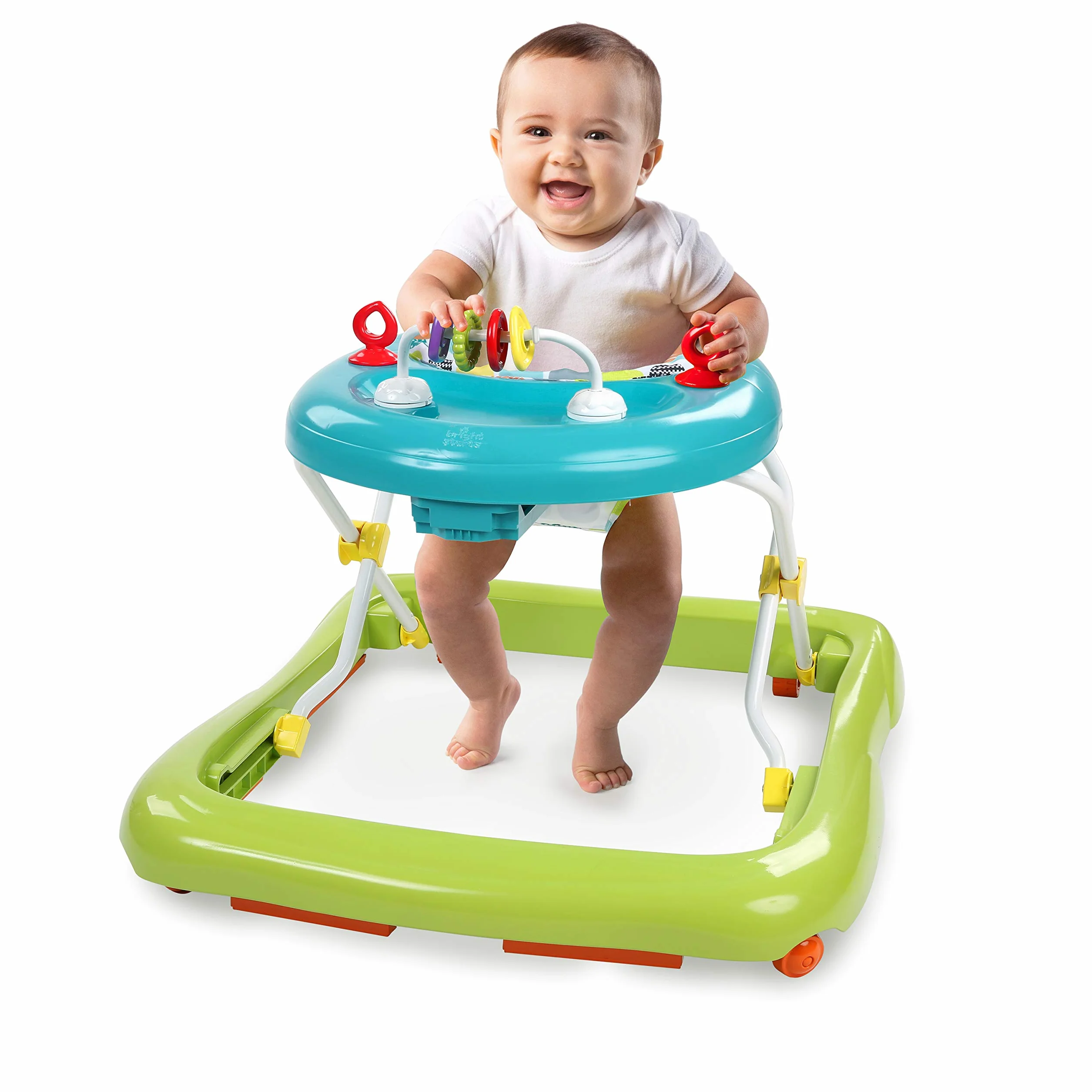 Bright Starts Trotteur Bébé Pliable Giggling Safari Vert/Bleu 6 Mois+