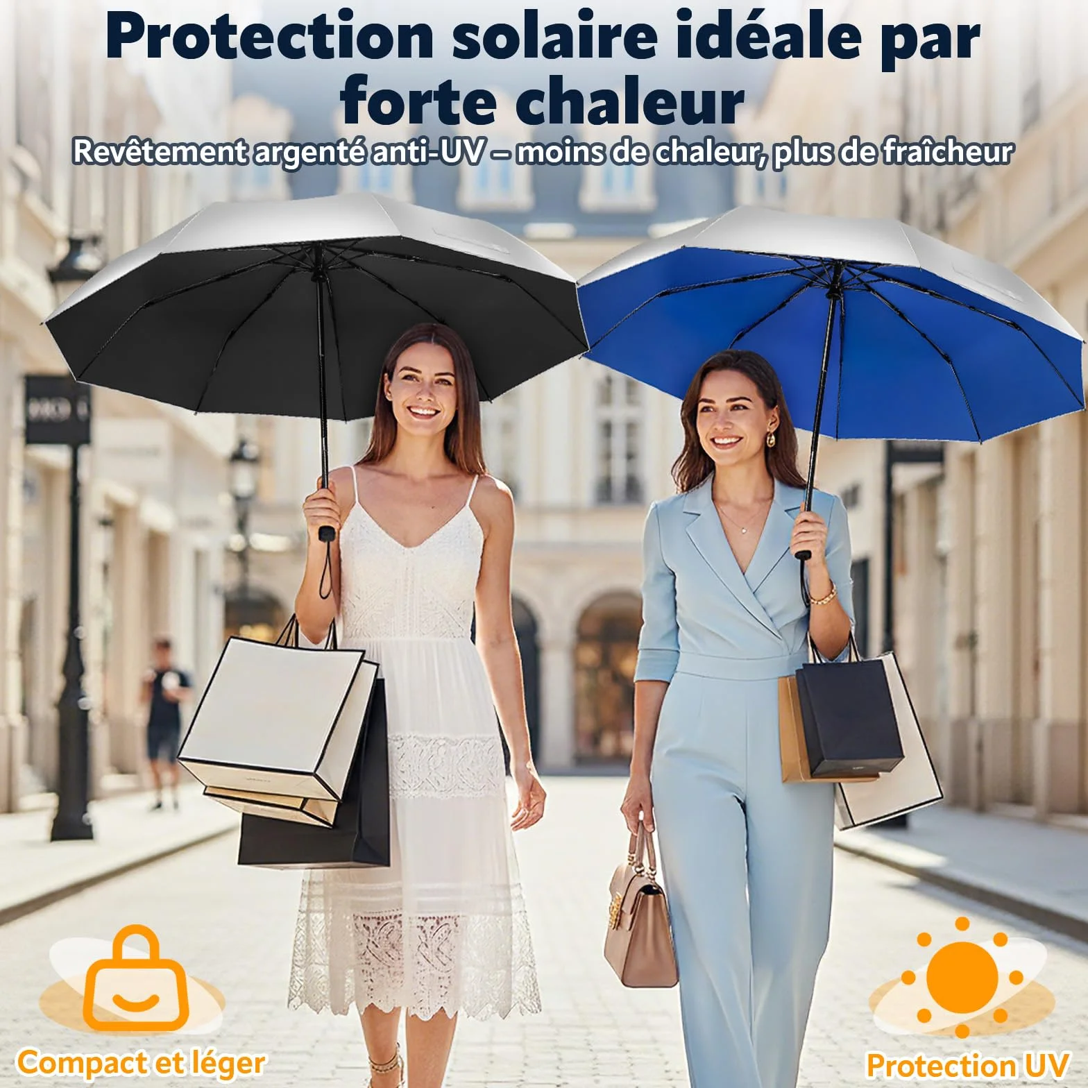 ZOMAKE Parapluie Automatique Pliant UPF 50+ Ombrelle anti UV Compact Solide anti Tempête Voyage