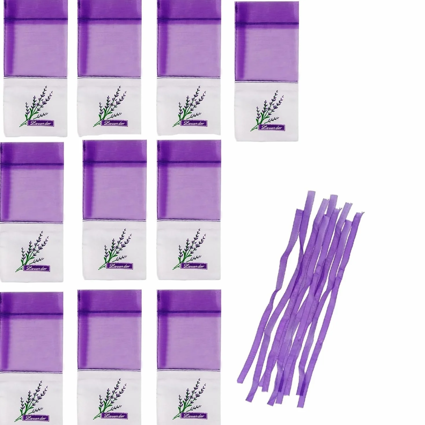 Sacs de Lavande Vides 20 Pièces Coton-Ramie Violet avec Rubans Fils Cordon de Serrage
