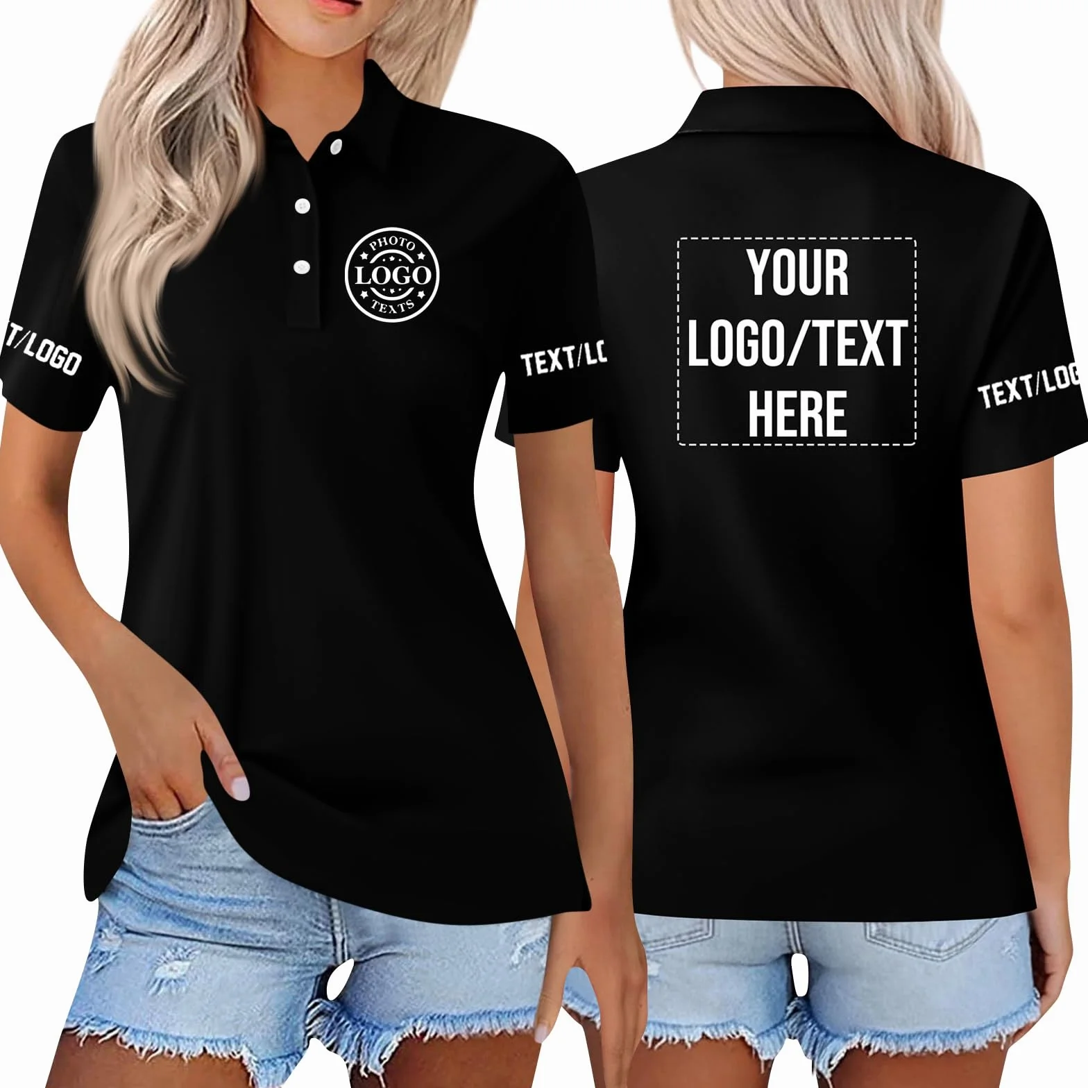 Polo Femme Manche Courte Personnalisé avec Logo, Golf Tennis Tops S-3XL