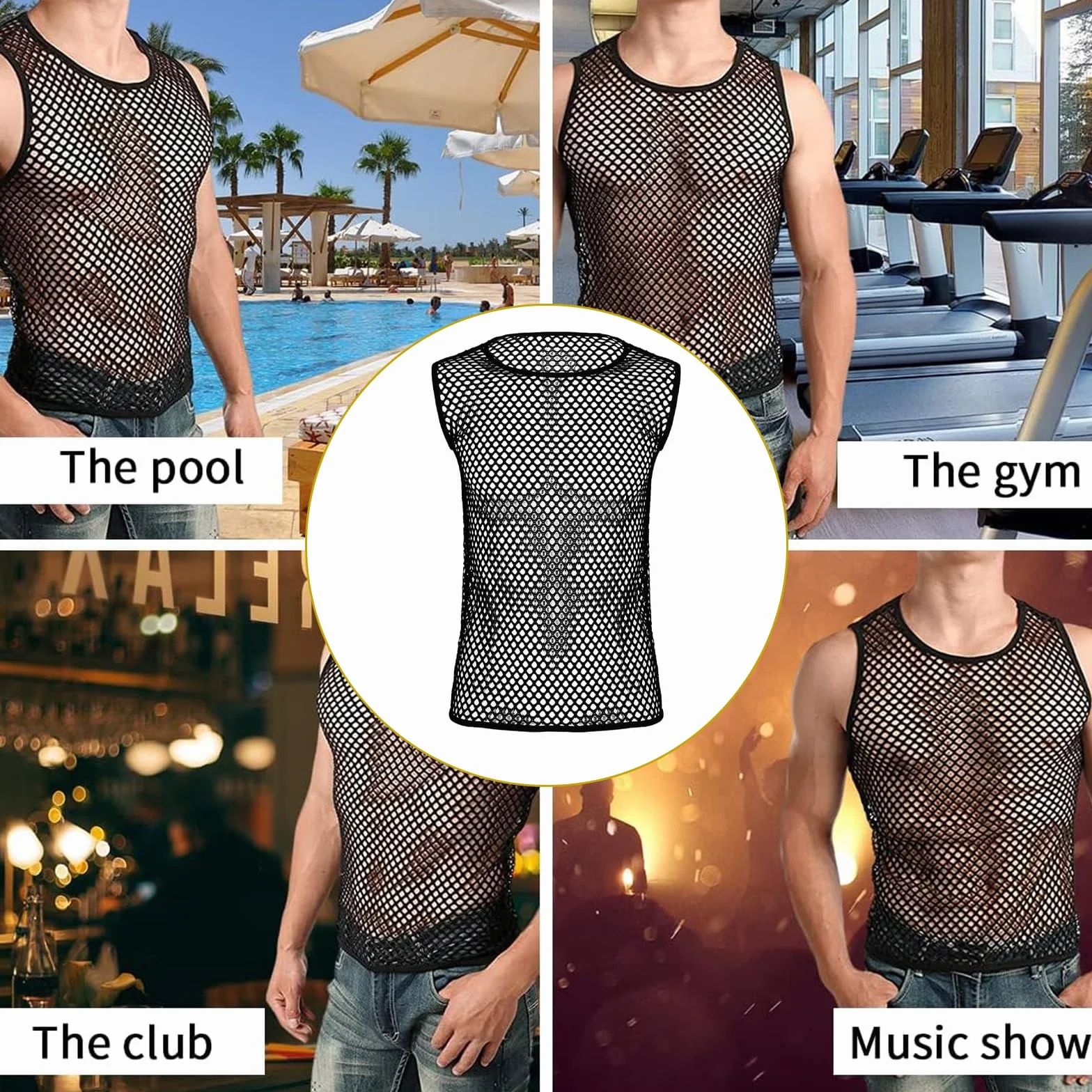 Maillot de Corps en Maille Noire pour Hommes Taille XL