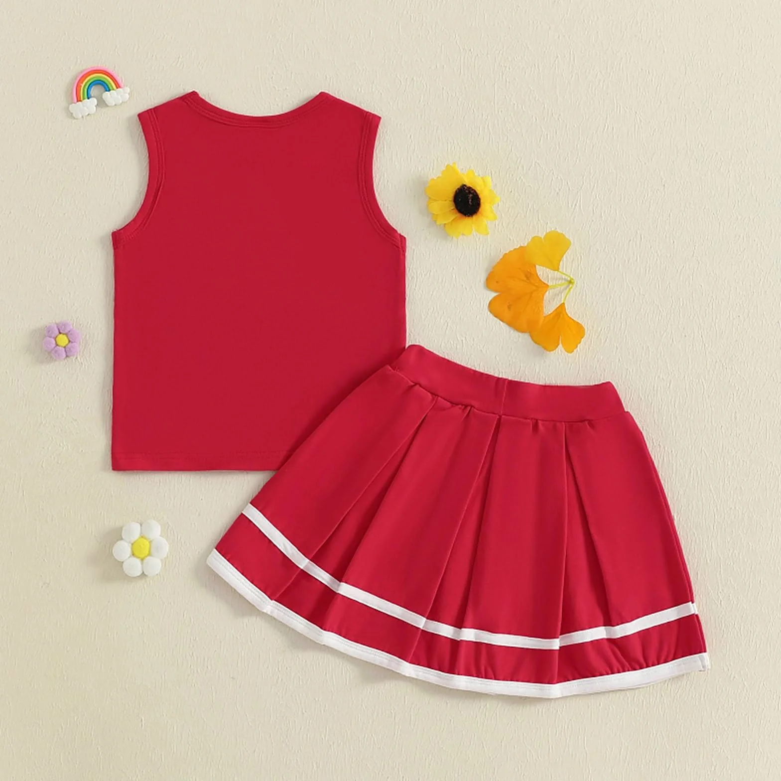 Costume de pom-pom girl pour enfant et bébé fille avec haut court et jupe