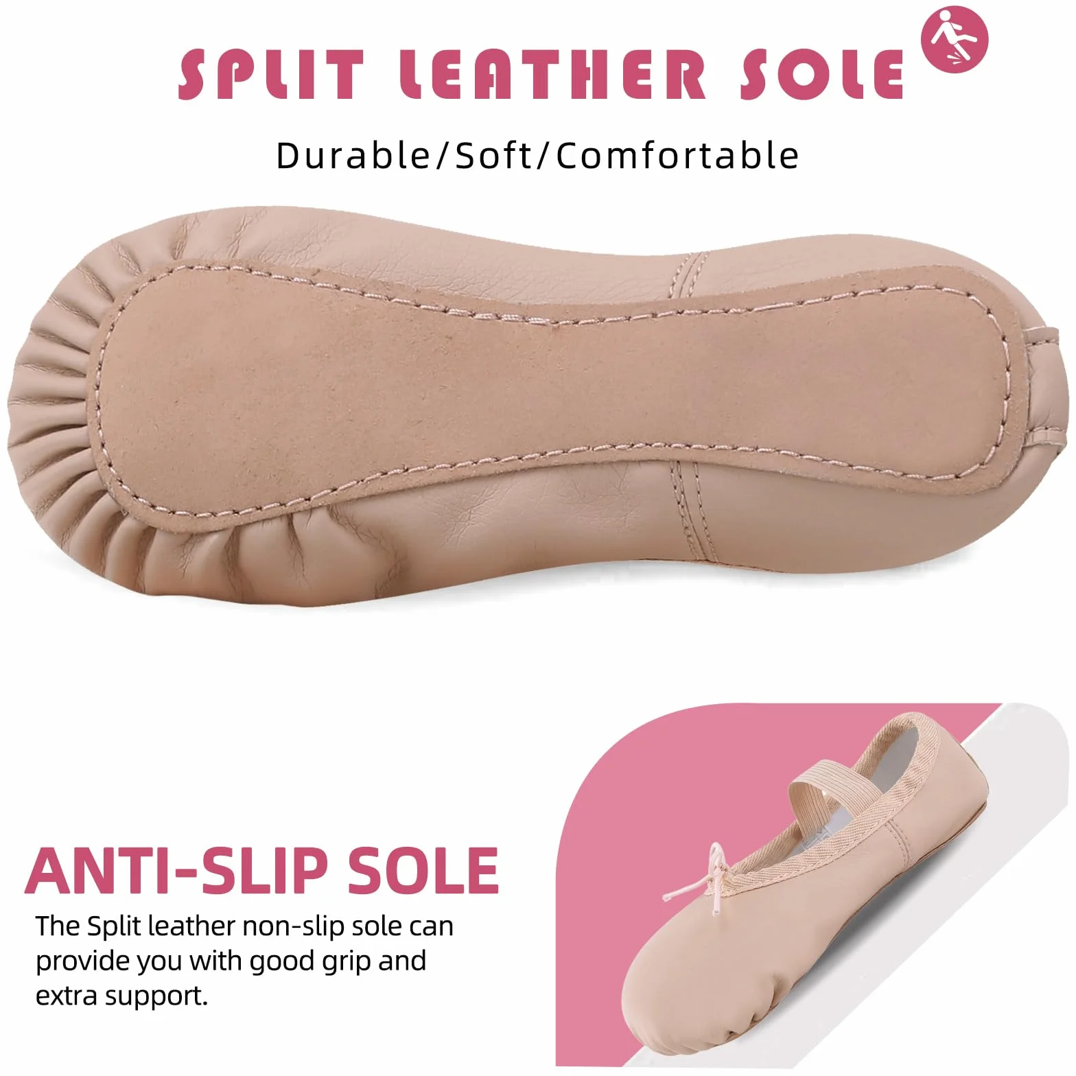 Chaussons de Danse Fille Cuir Chaussures de Ballet Classique Ballerine 22-44 EU