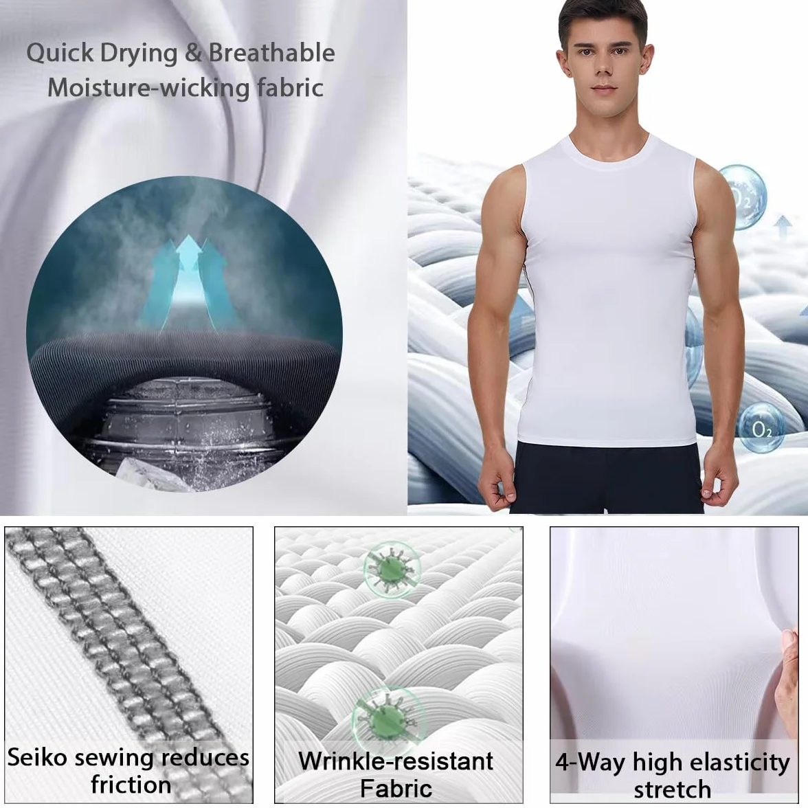 Débardeur de Compression Sport Homme Maillot de Corps Amincissant Ventre Plat