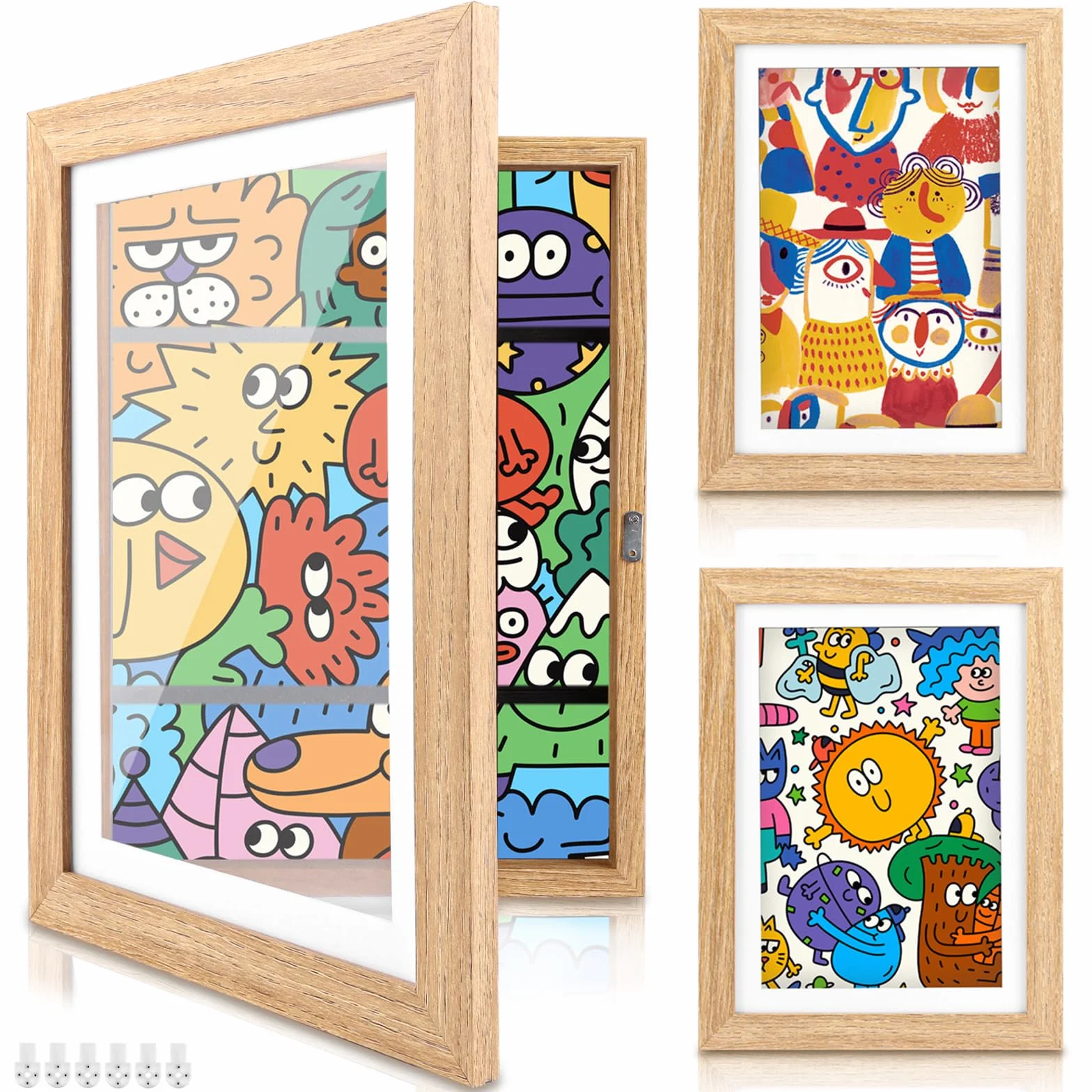 Cadre Dessin Enfant A4 Pliable Bois 3 Pièce