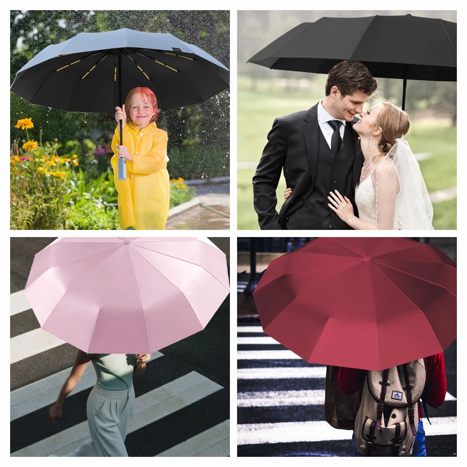 Parapluie Pliant Automatique Grand Coupe-vent Stable Voyage Quotidien