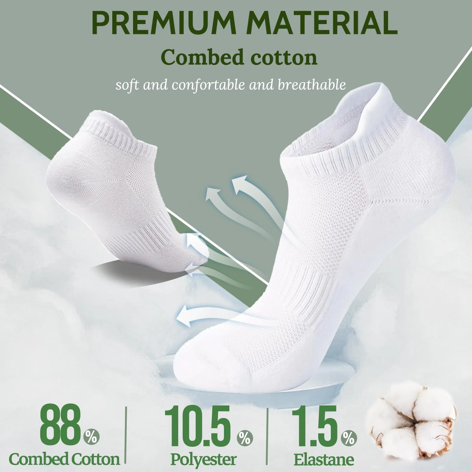 Chaussettes Basses Homme Coton Respirant Antidérapantes Socquettes Sport Running Tennis