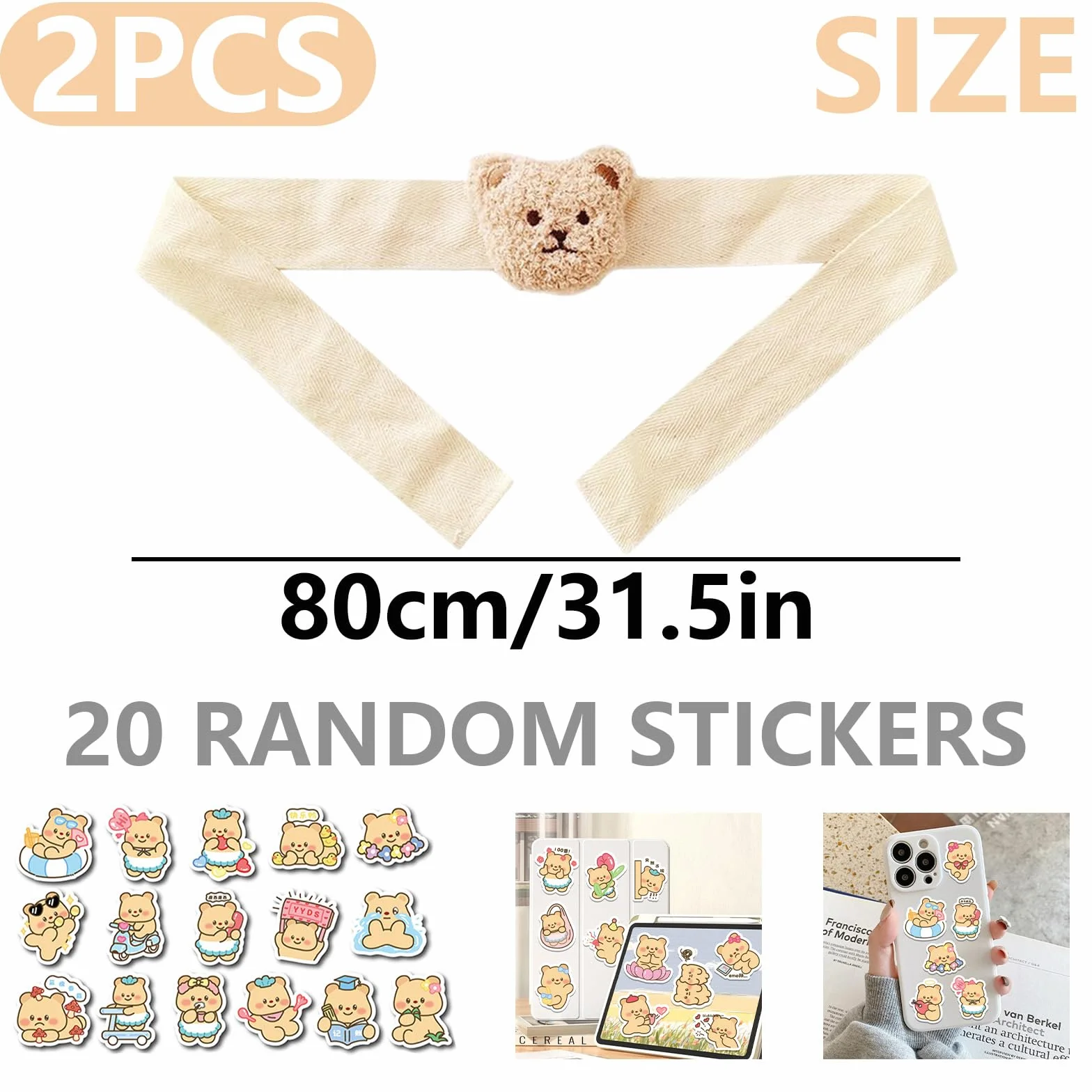 Clips de rideaux en forme d'ours - Embrasses mignonnes avec motifs d'ours - Décoration chambre enfant salon - 20 autocollants