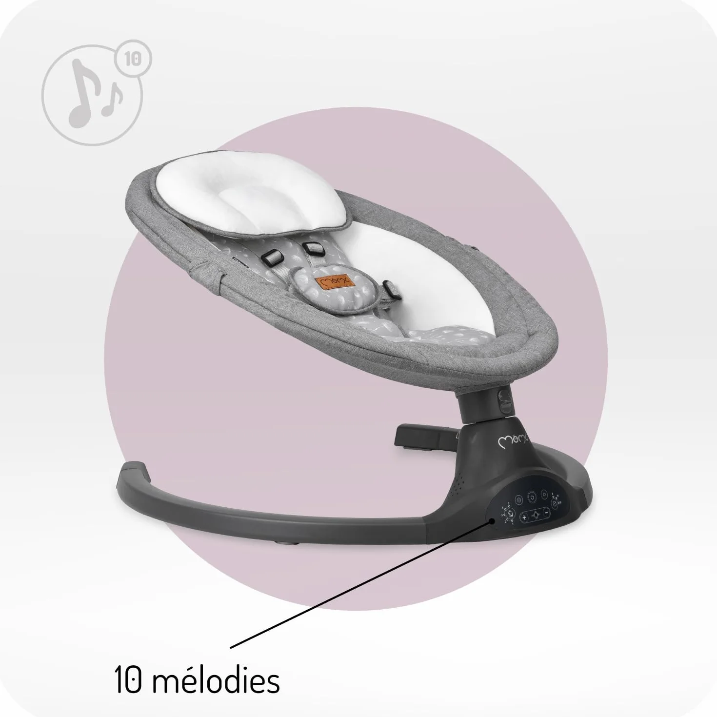 MoMi KENANI Transat balancelle pliable 9 kg télécommande Bluetooth harnais 5 points pare-soleil moustiquaire