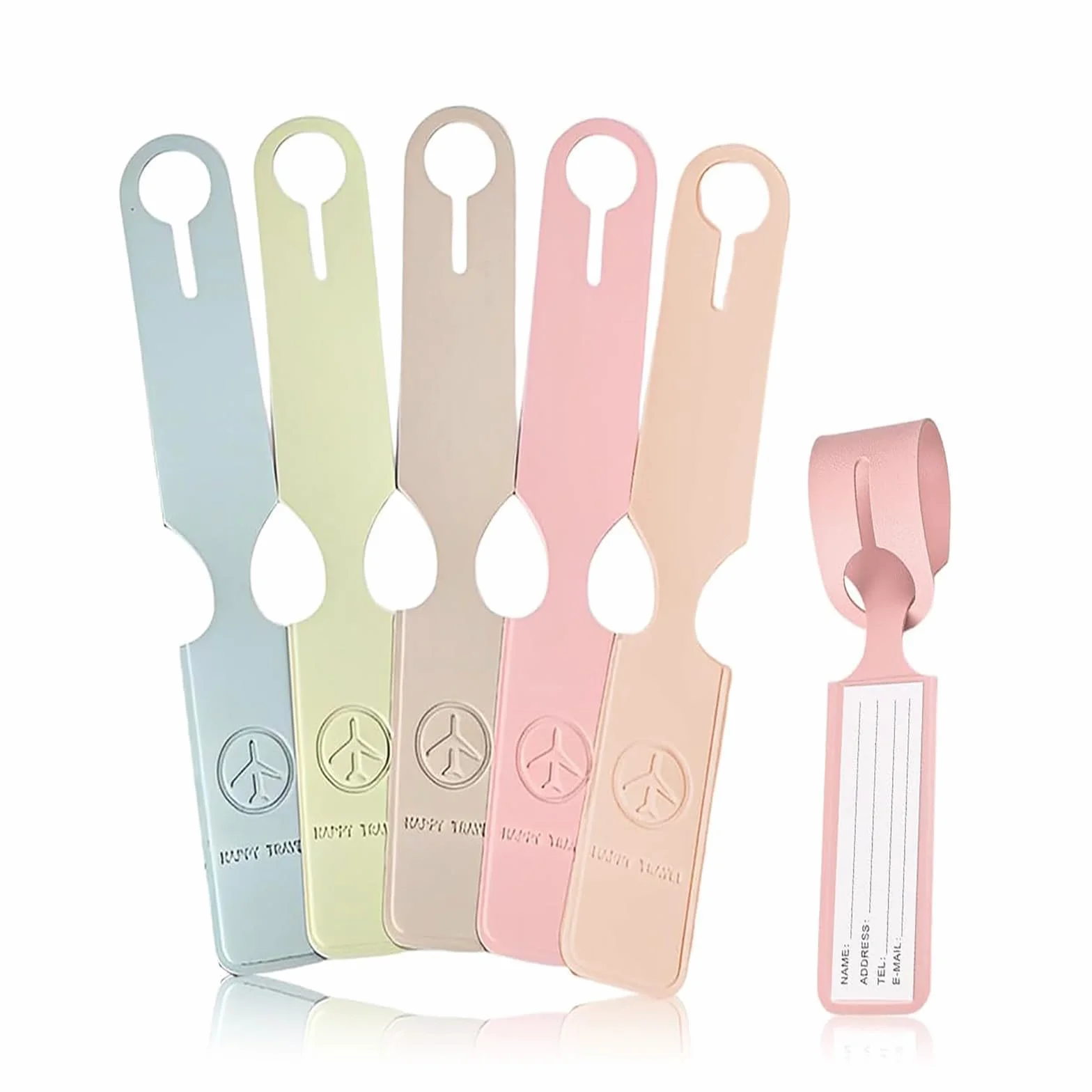 Étiquettes de Bagage 5 Pcs Étiquettes d'Identification de Valise avec Ruban Réglable