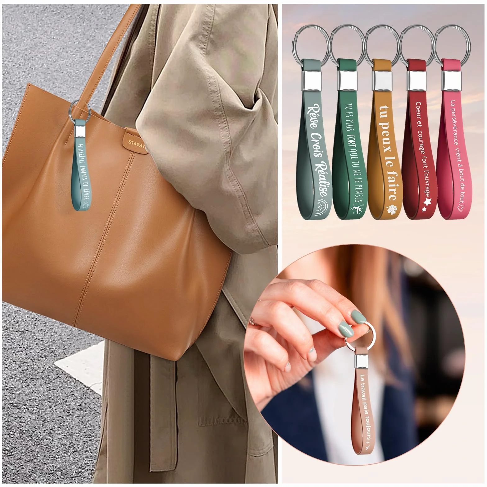 Porte-clés en silicone motivation lot de 40 cadeau remerciement employés collègues