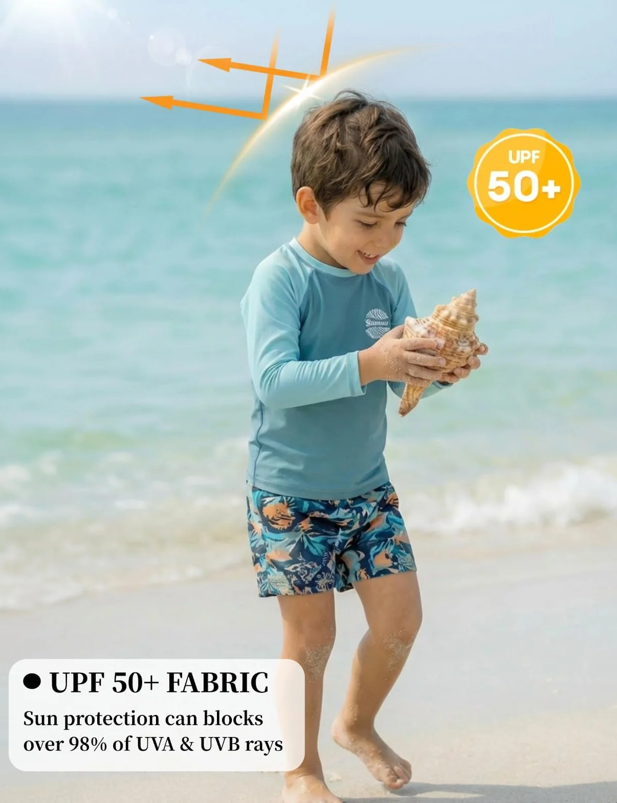 T-shirt de bain anti-UV UPF 50+ à manches longues séchage rapide Rashguard recyclé pour enfants 2-12 ans