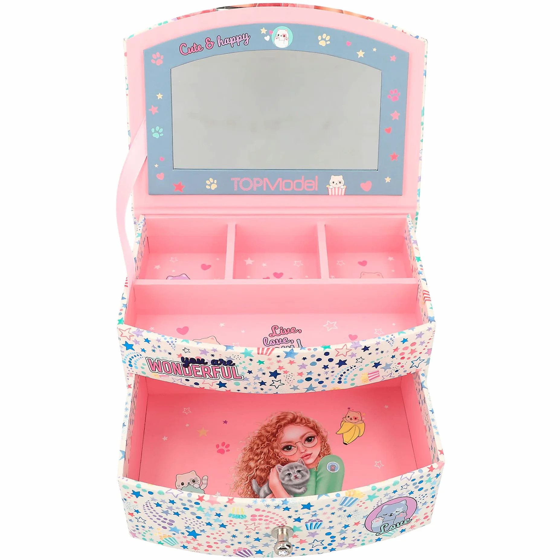 Depesche TOPModel Cutie Star Boîte à Bijoux Rose avec Miroir