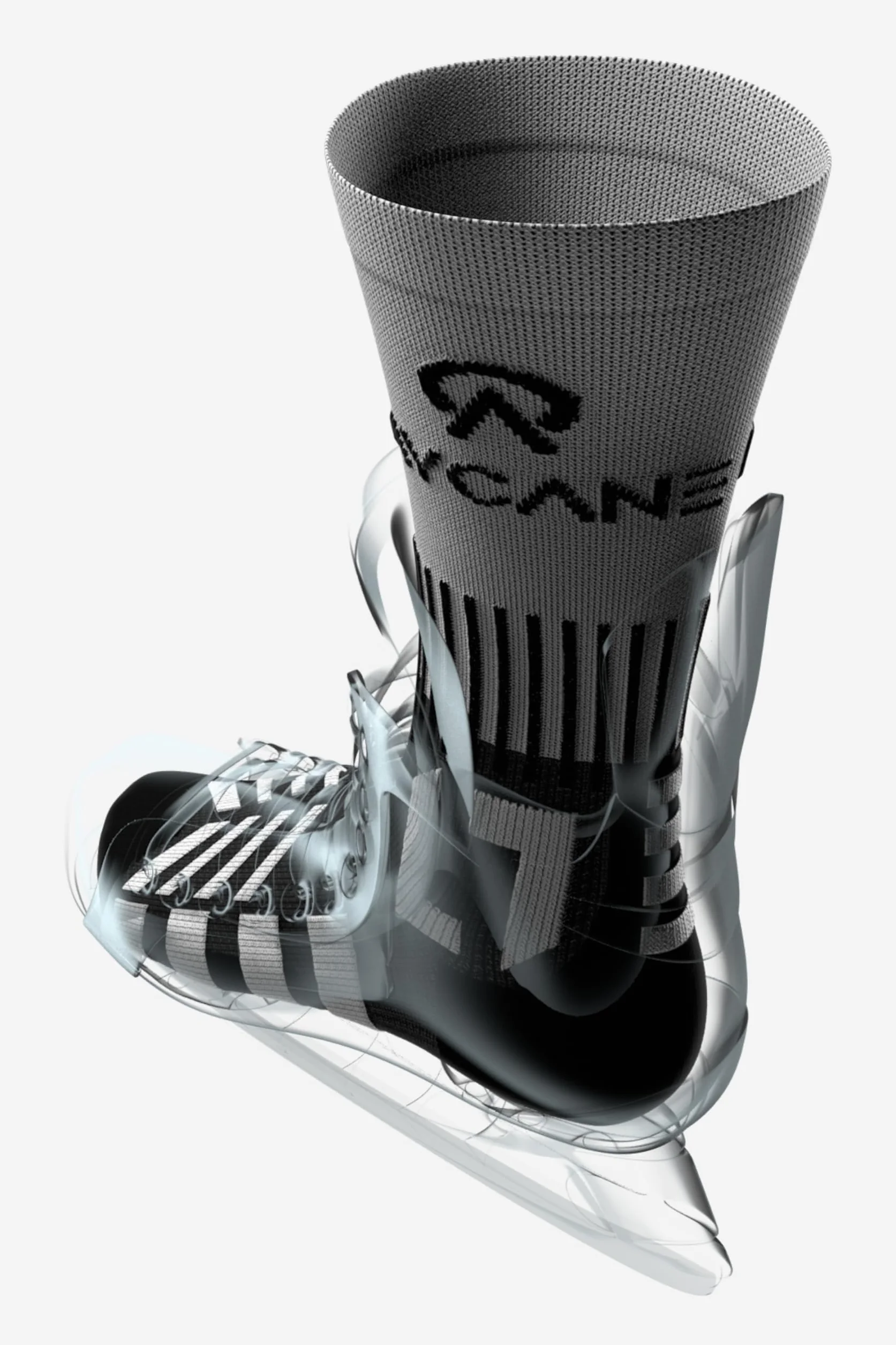 Powerlight Chaussettes de hockey sur glace Ultra légères Séchage rapide Sans couture Protection pression lacets Ajustement parfait Patins glace Noires