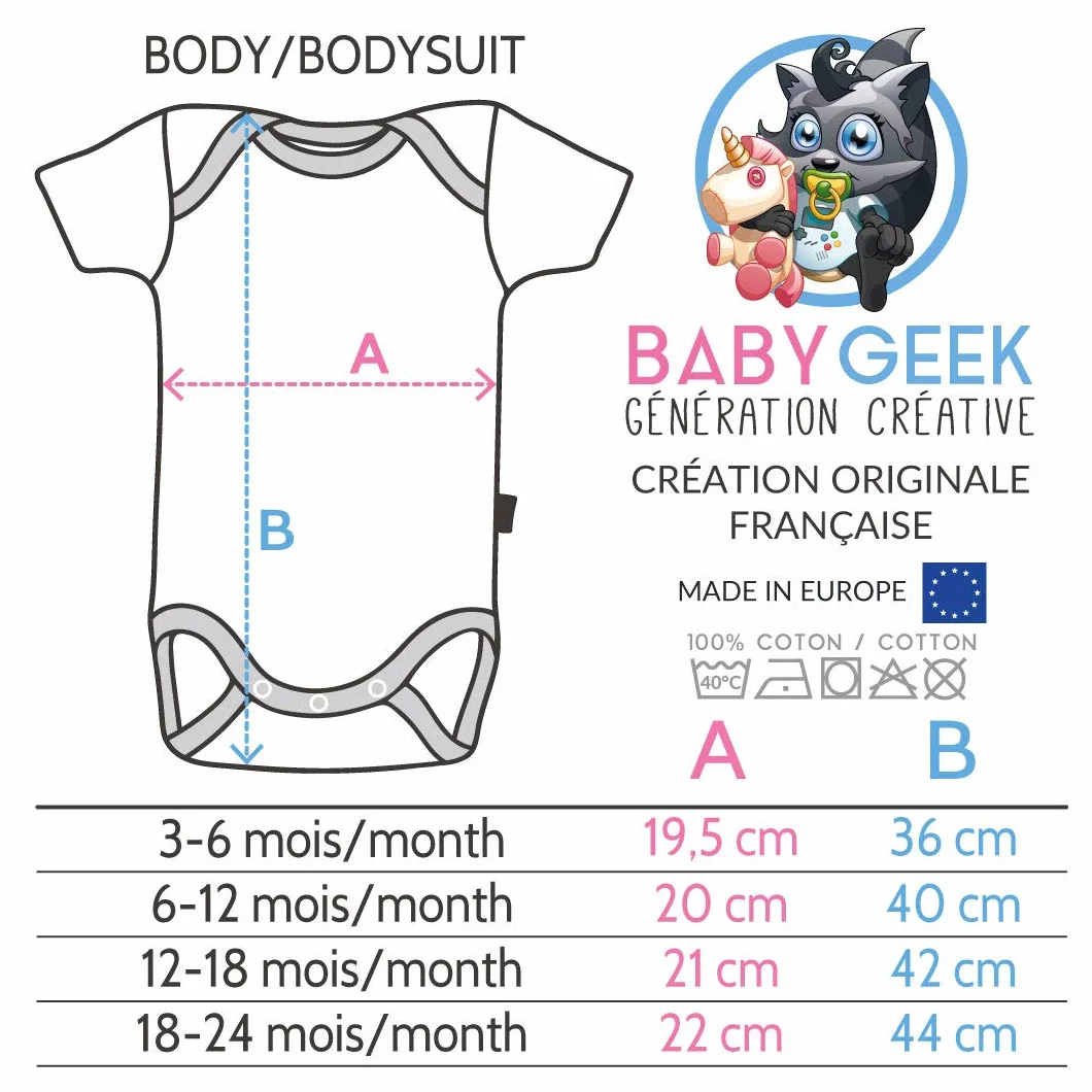 Body Bébé Manches Courtes Baby Geek Jurassic Baby Coton Noir