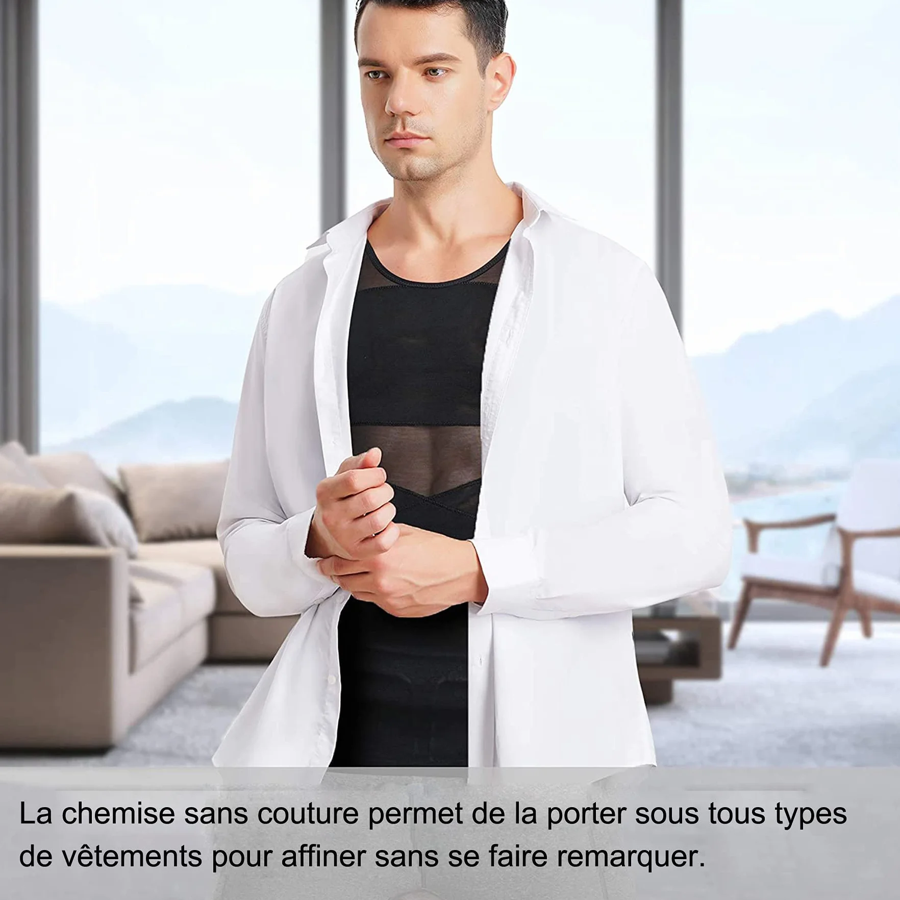 Débardeur de Compression Homme Gaine Ventre Plat T Shirt Gainant Minceur