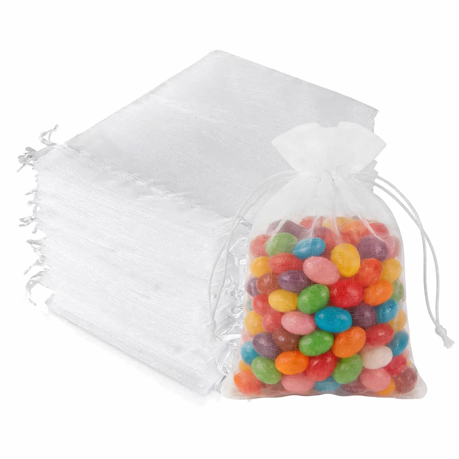 Sachets en Organza Blanc 10 x 15 cm Lot de 100 Sac Cadeau pour Bijoux Mariage