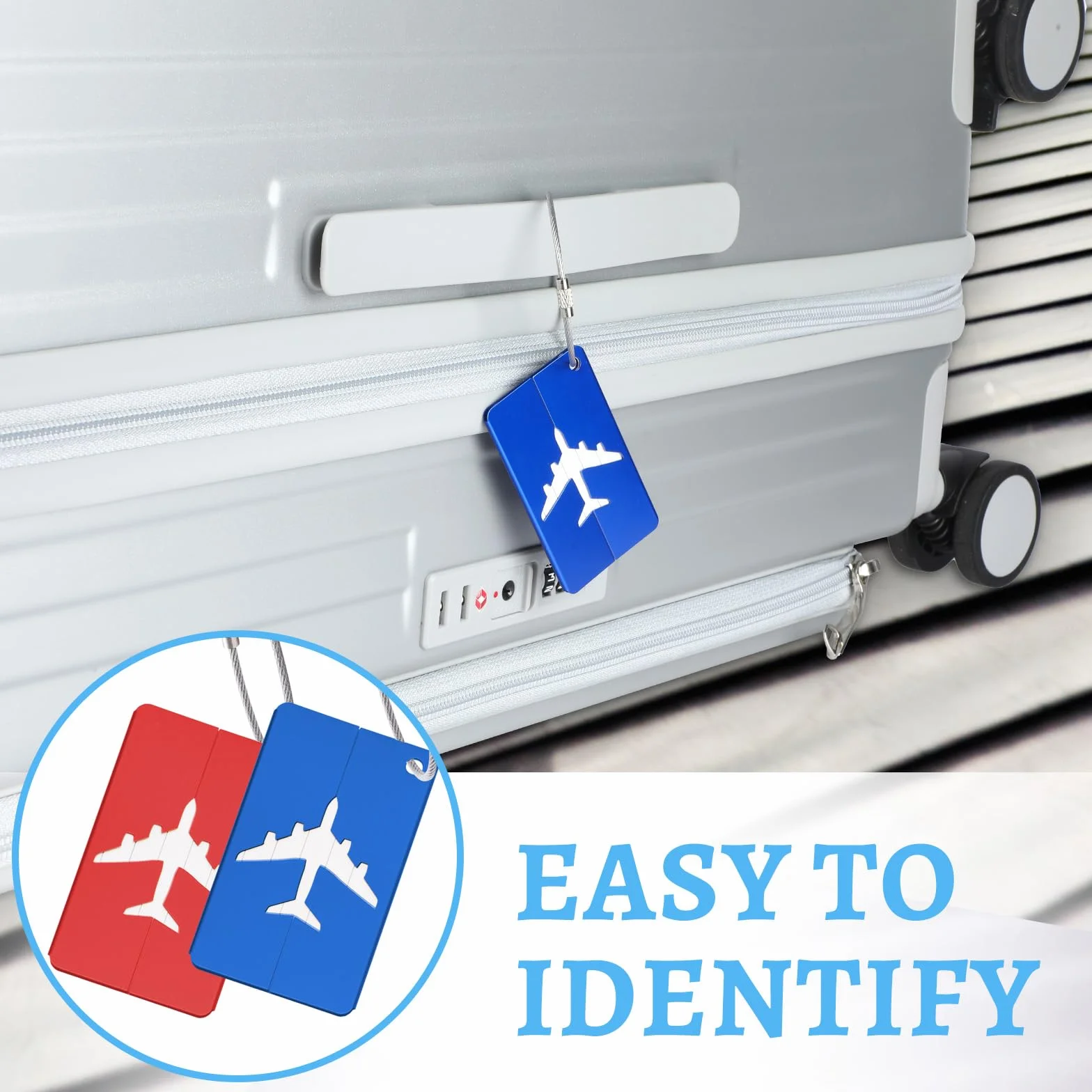 Étiquette Valise Aluminium 10 Pièces avec Carte PVC Étanche, Porte Nom Bagage Avion, Étiquettes Bagages Voyage (10 Couleurs)