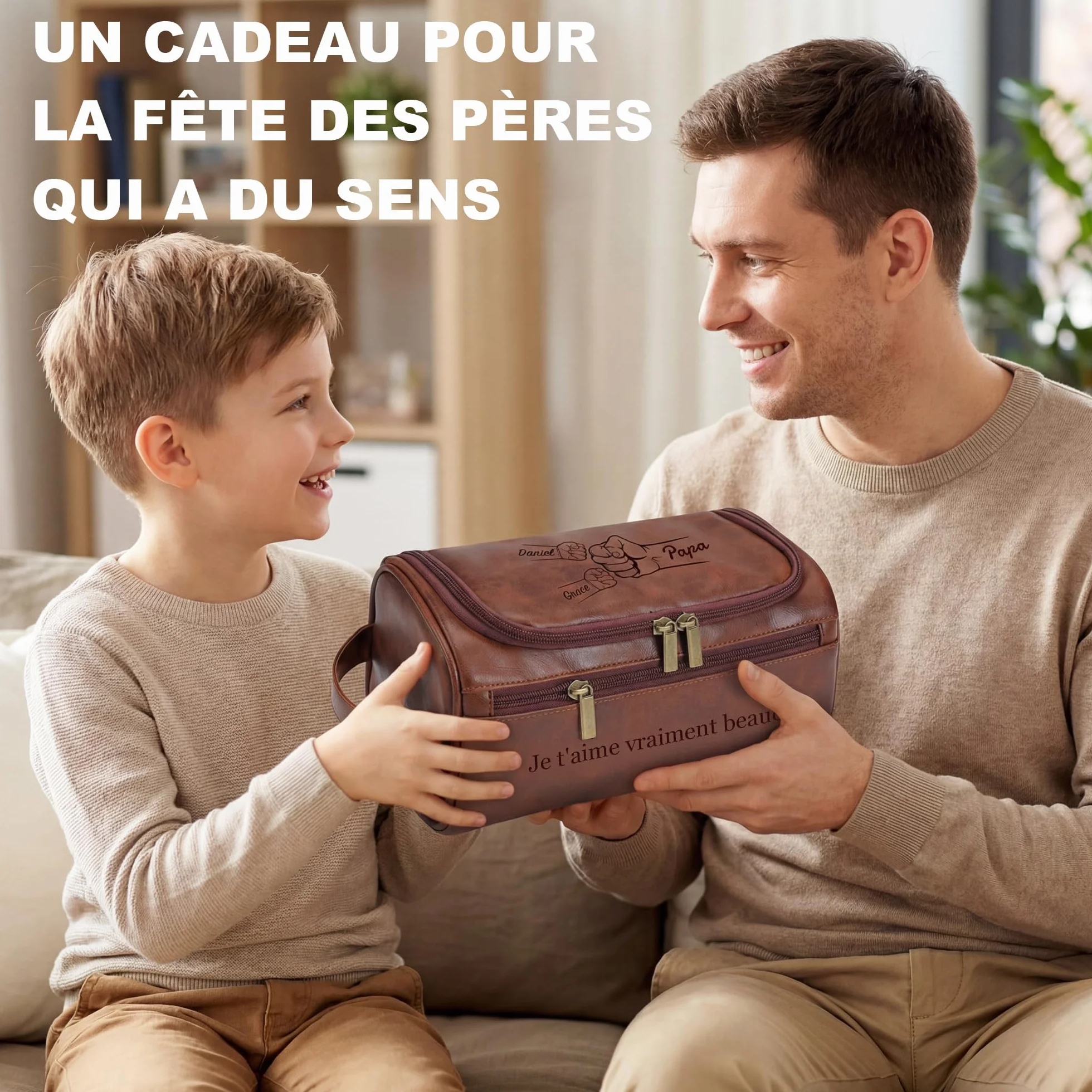 Easycosy Trousse de Toilette Homme avec Crochet en Cuir PU pour Voyage