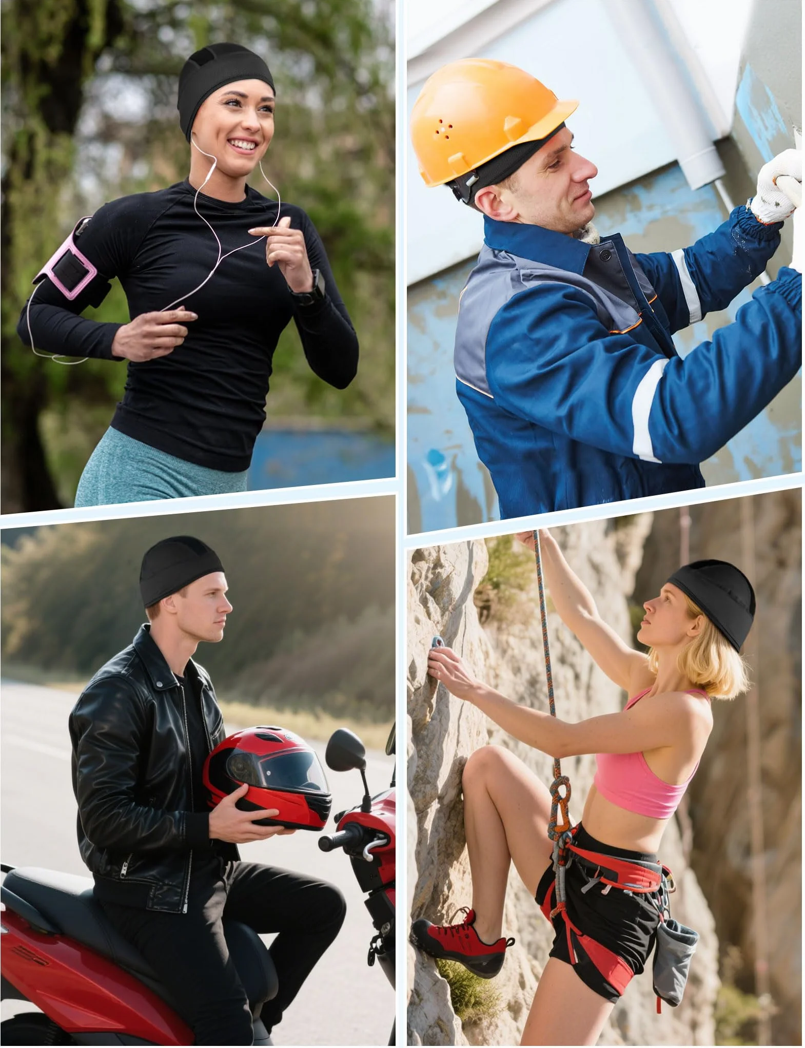 Becellen 2 Pièces Bonnets de Cyclisme Respirant Été Sport Élastique Casquette Vélo Skull Cap Doublure Casque
