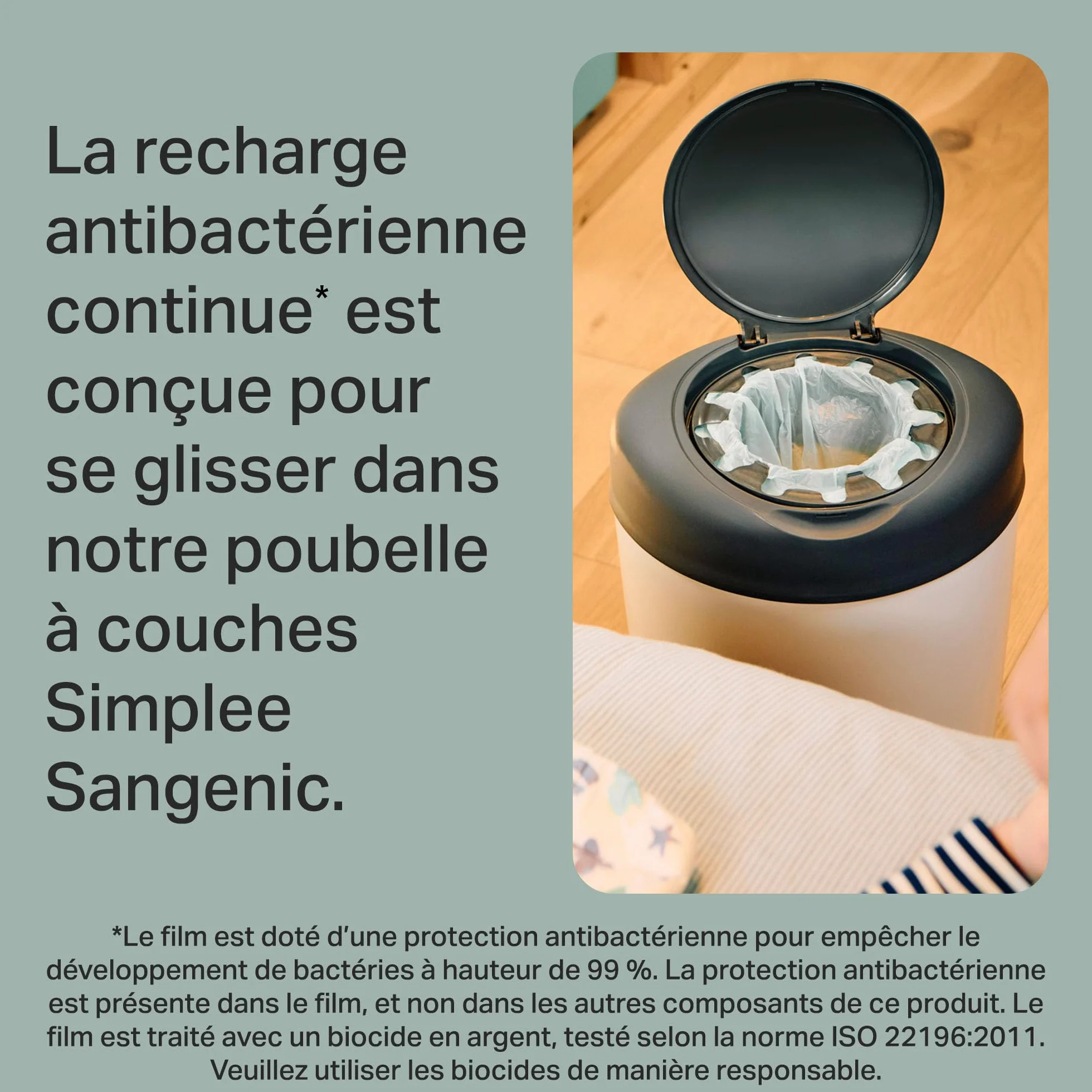 Tommee Tippee Recharges de Poubelle à Couches Simplee Sangenic, Protection Anti-Odeur et Anti-Germe, Lot de 6