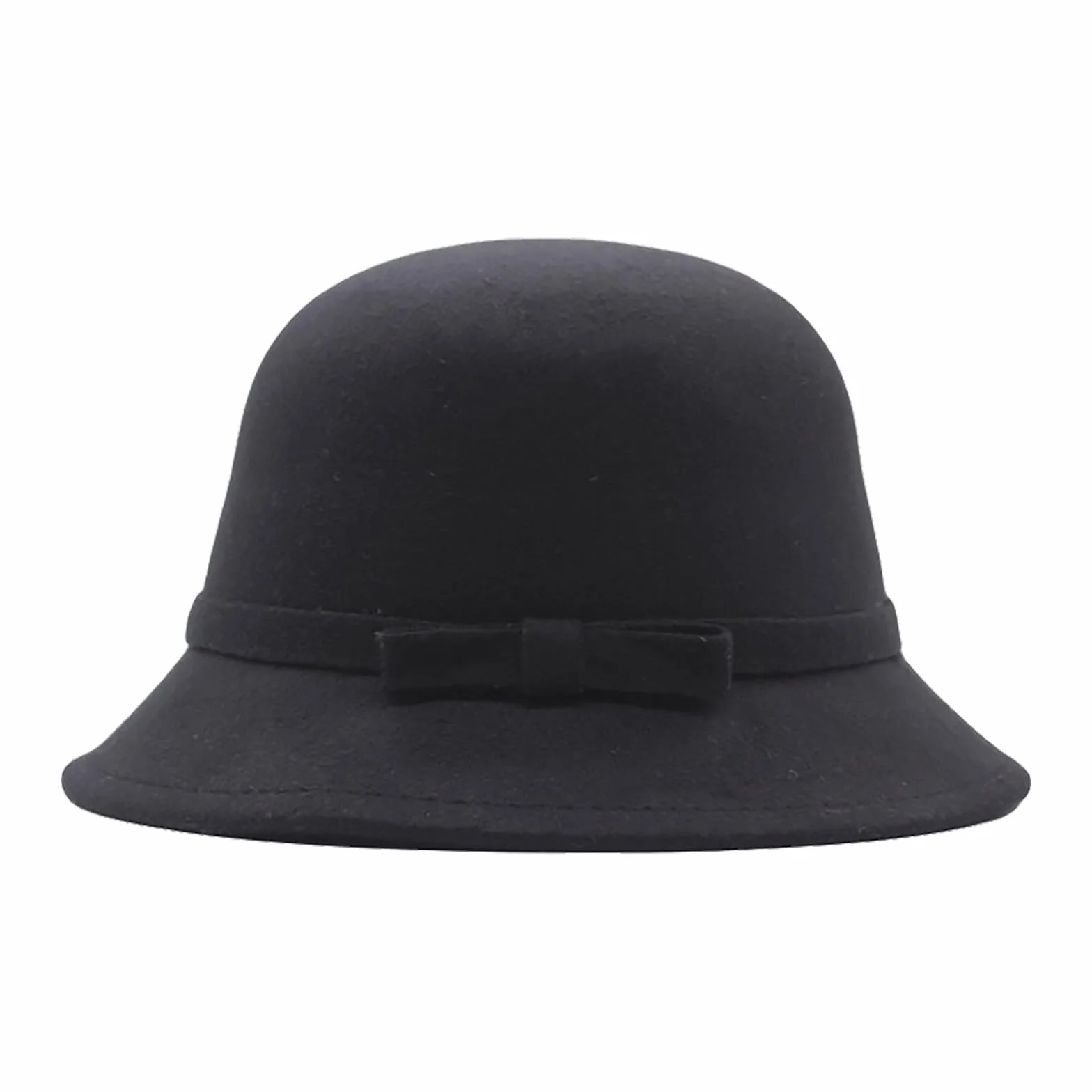 Chapeau cloche vintage années 1920 en laine synthétique avec ceinture