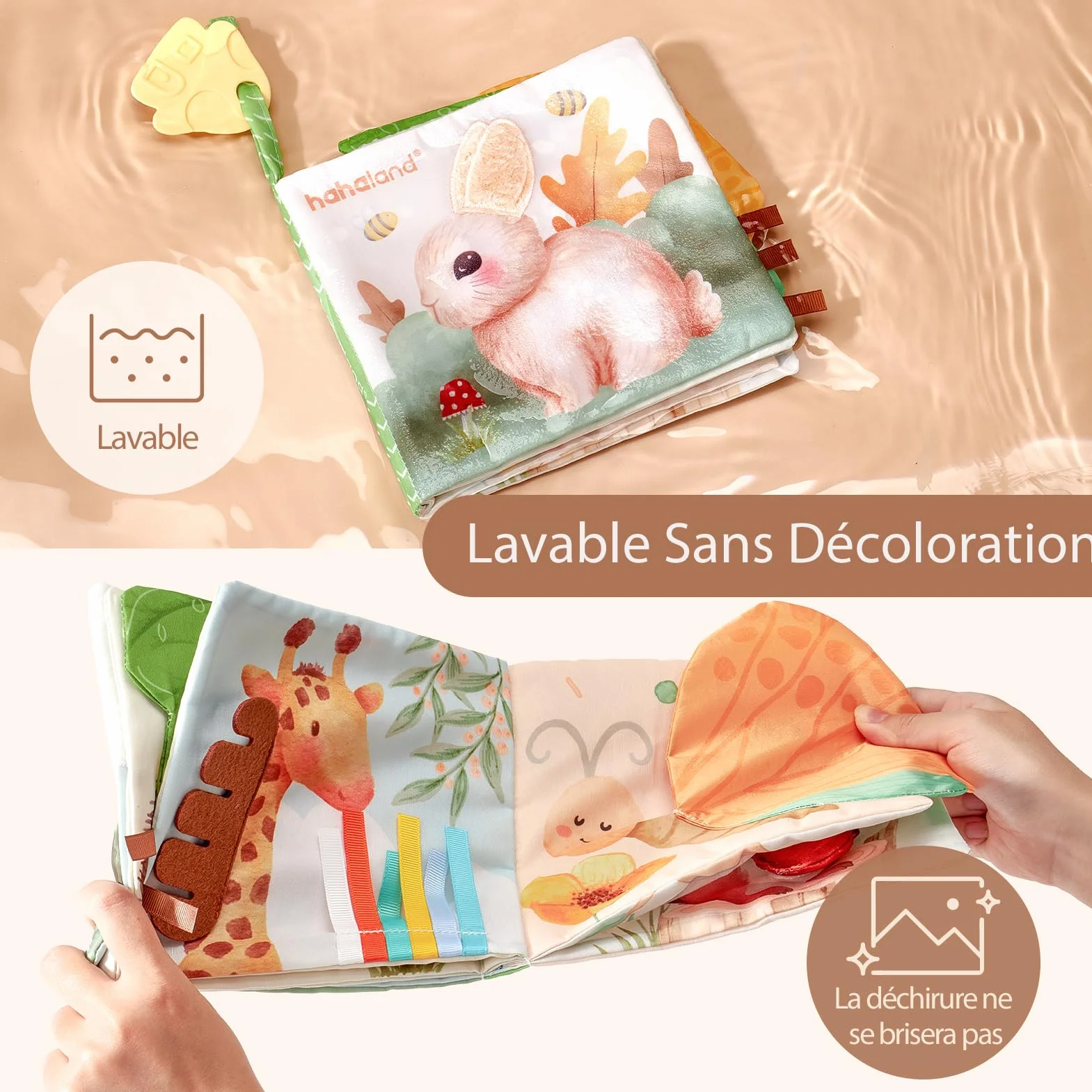 Livres Sensoriels en Tissu Doux pour Bébé 0-6 Mois, Jouet d'Éveil Cadeau Naissance