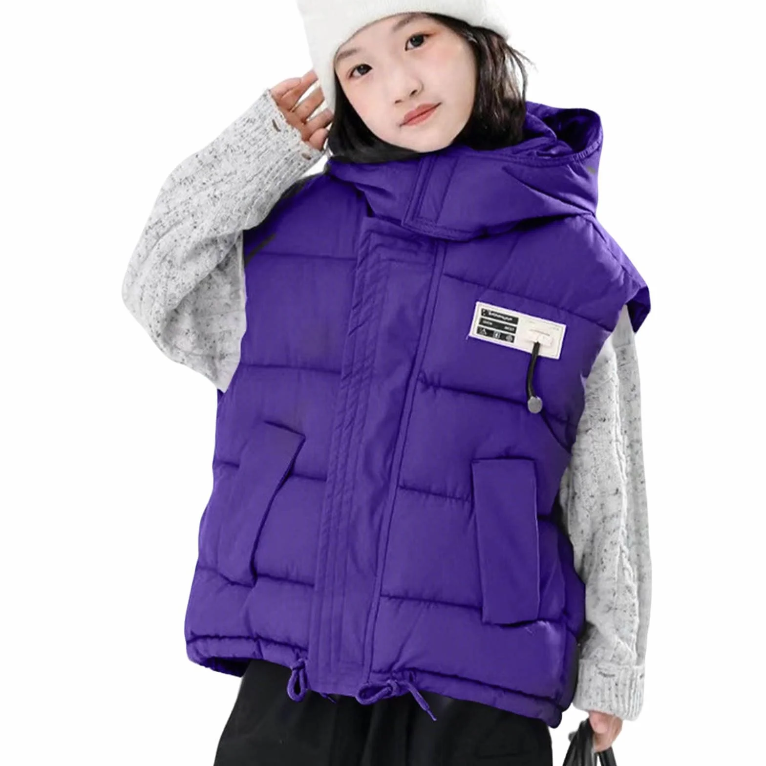 Doudoune d'hiver rembourrée en duvet légère coupe-vent thermique violette 9-10 ans